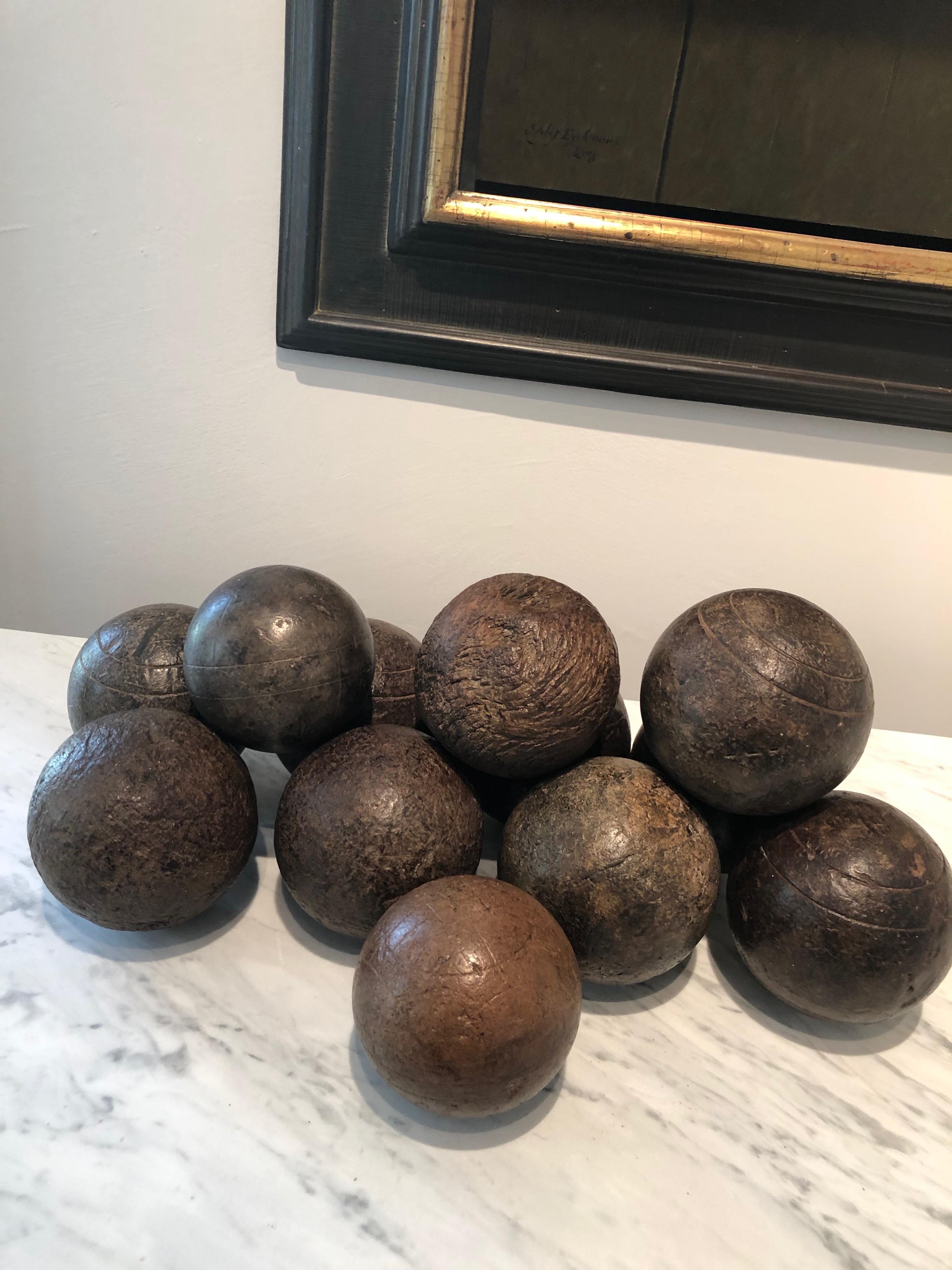 Collection of Twelve French Walnut Napoleon III Pétanque Boules 5