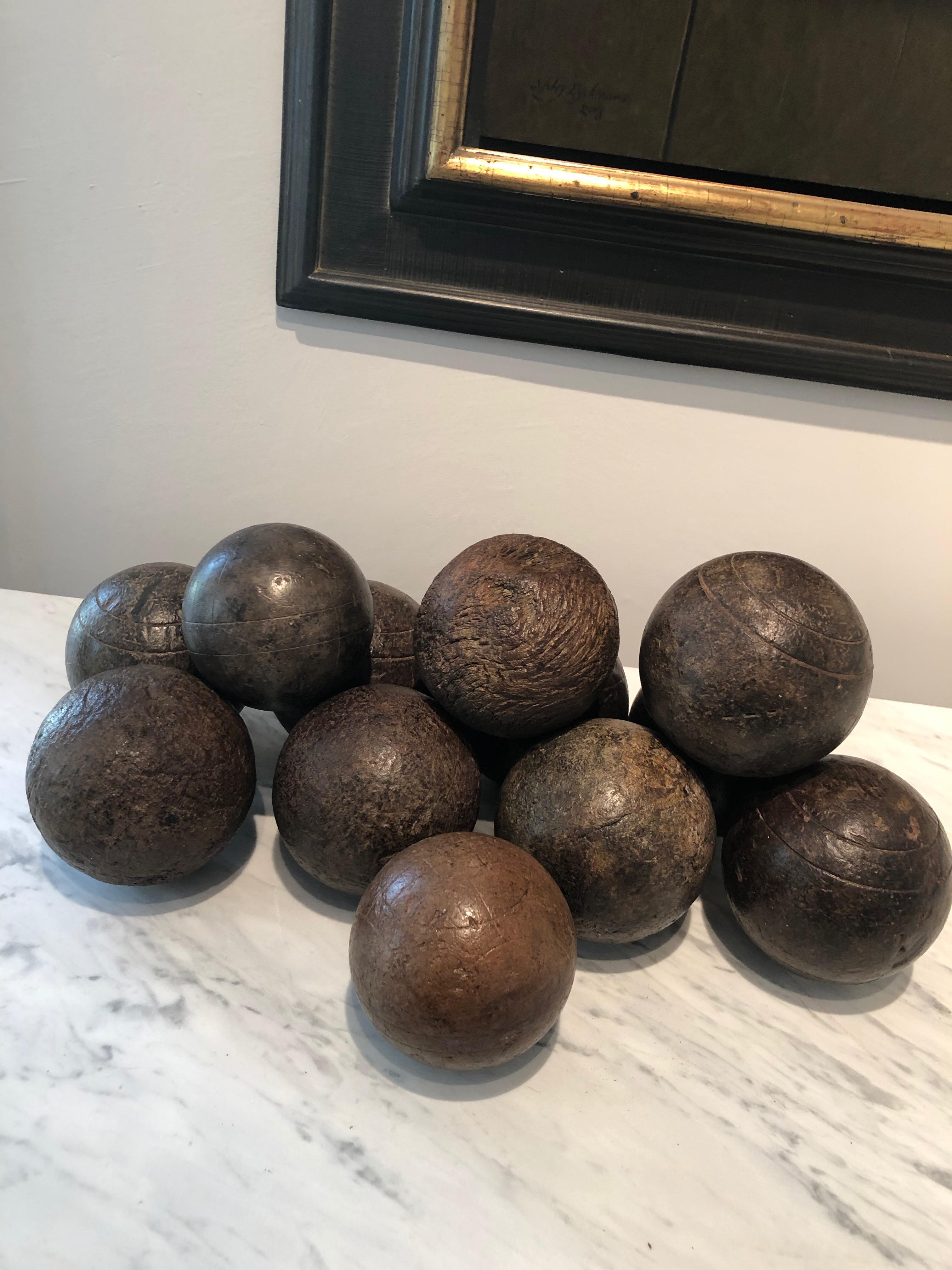 Collection of Twelve French Walnut Napoleon III Pétanque Boules 6