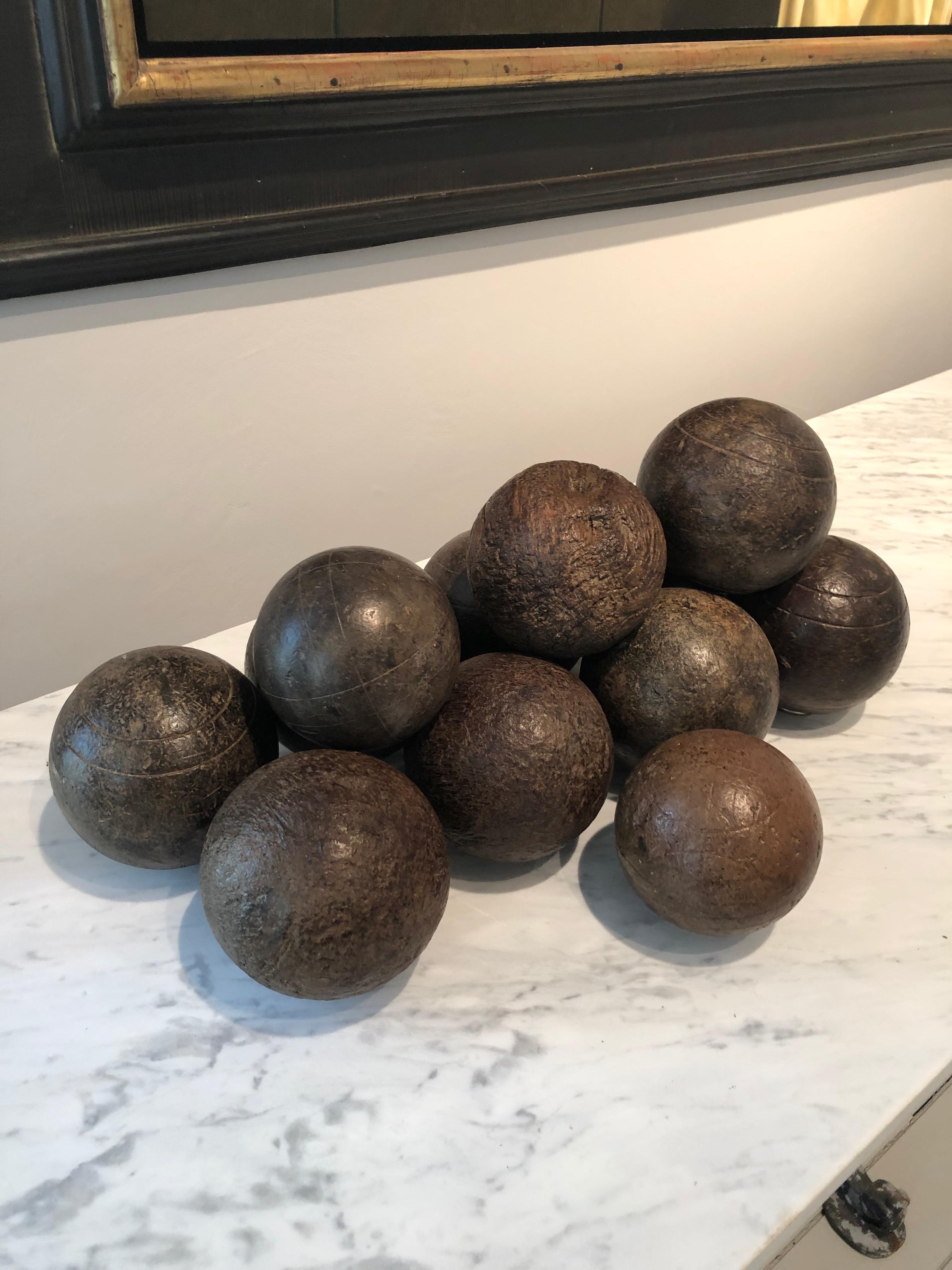 Collection of Twelve French Walnut Napoleon III Pétanque Boules 7