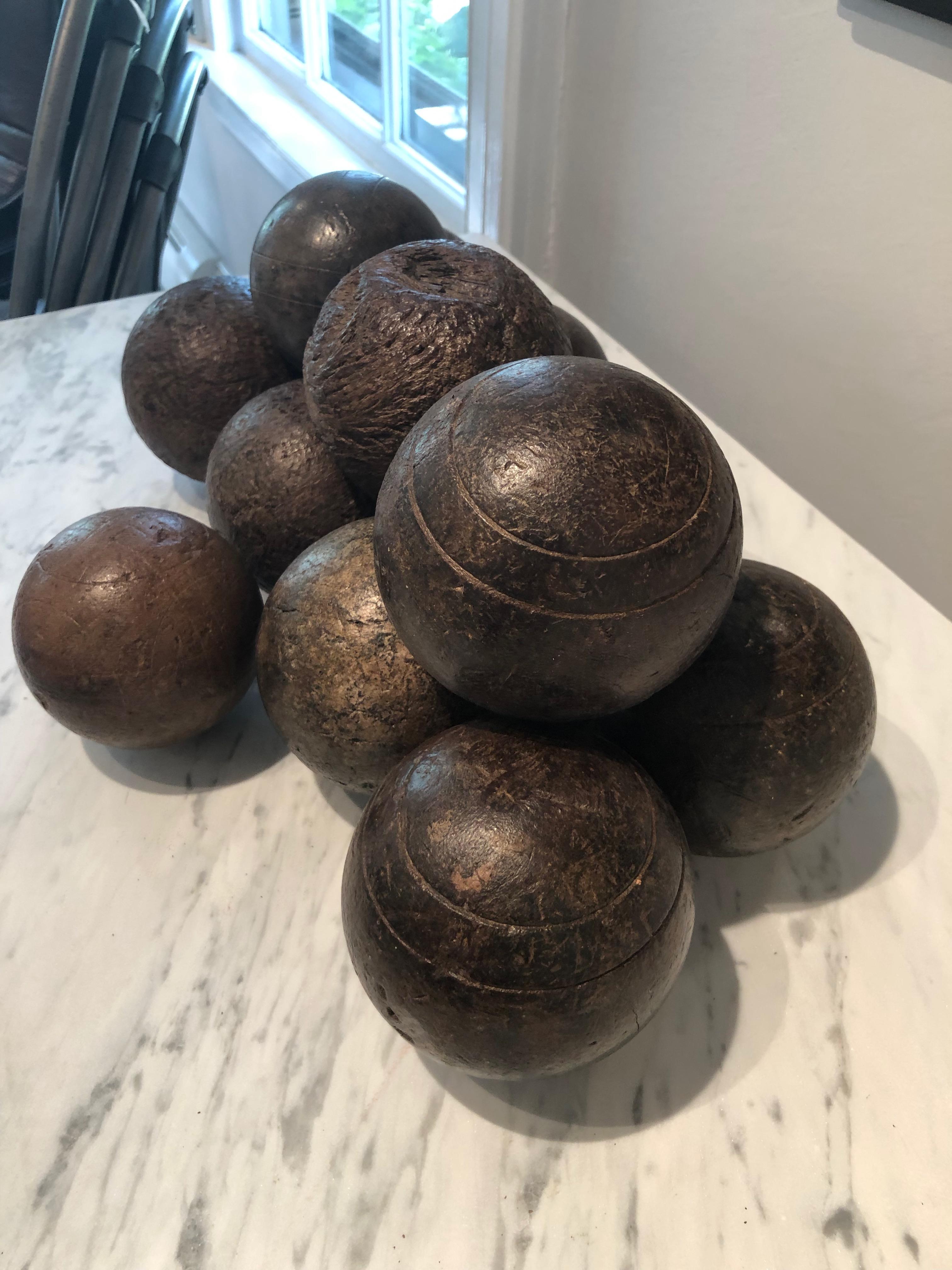 Collection of Twelve French Walnut Napoleon III Pétanque Boules 8