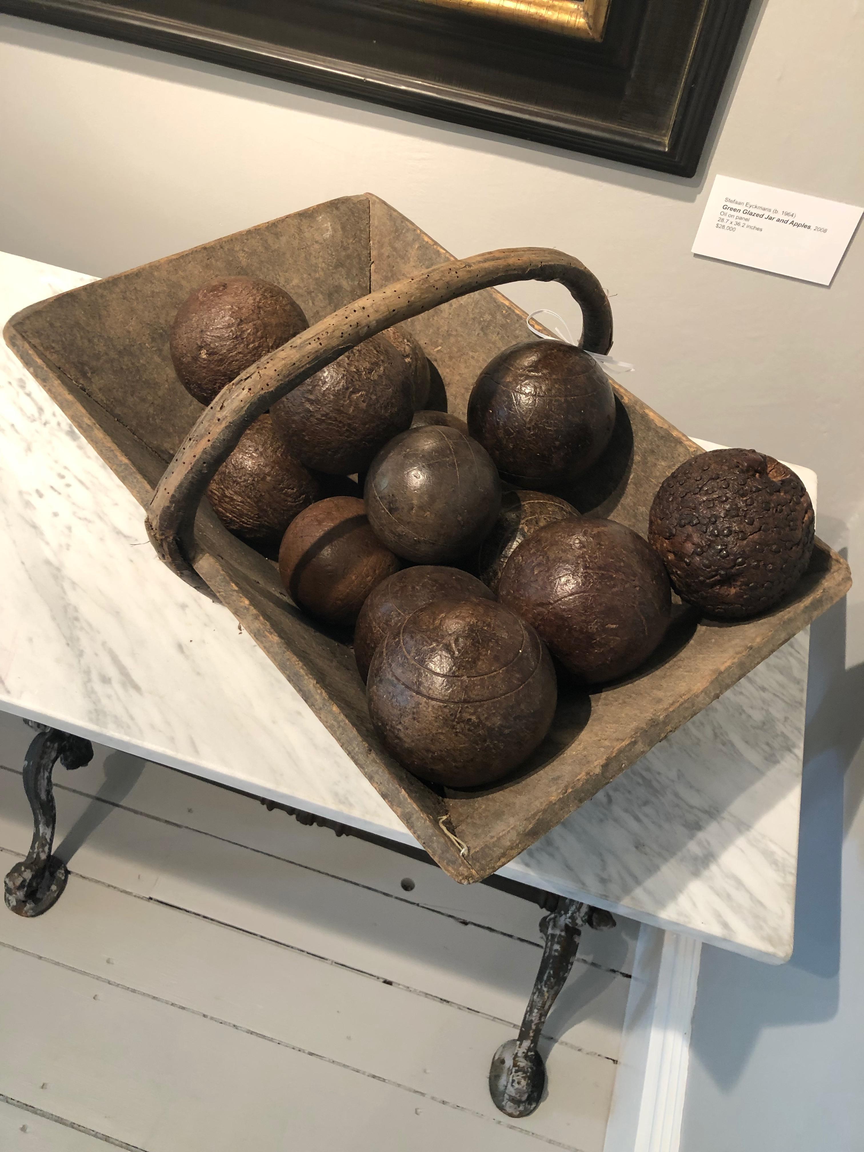 Collection of Twelve French Walnut Napoleon III Pétanque Boules 9