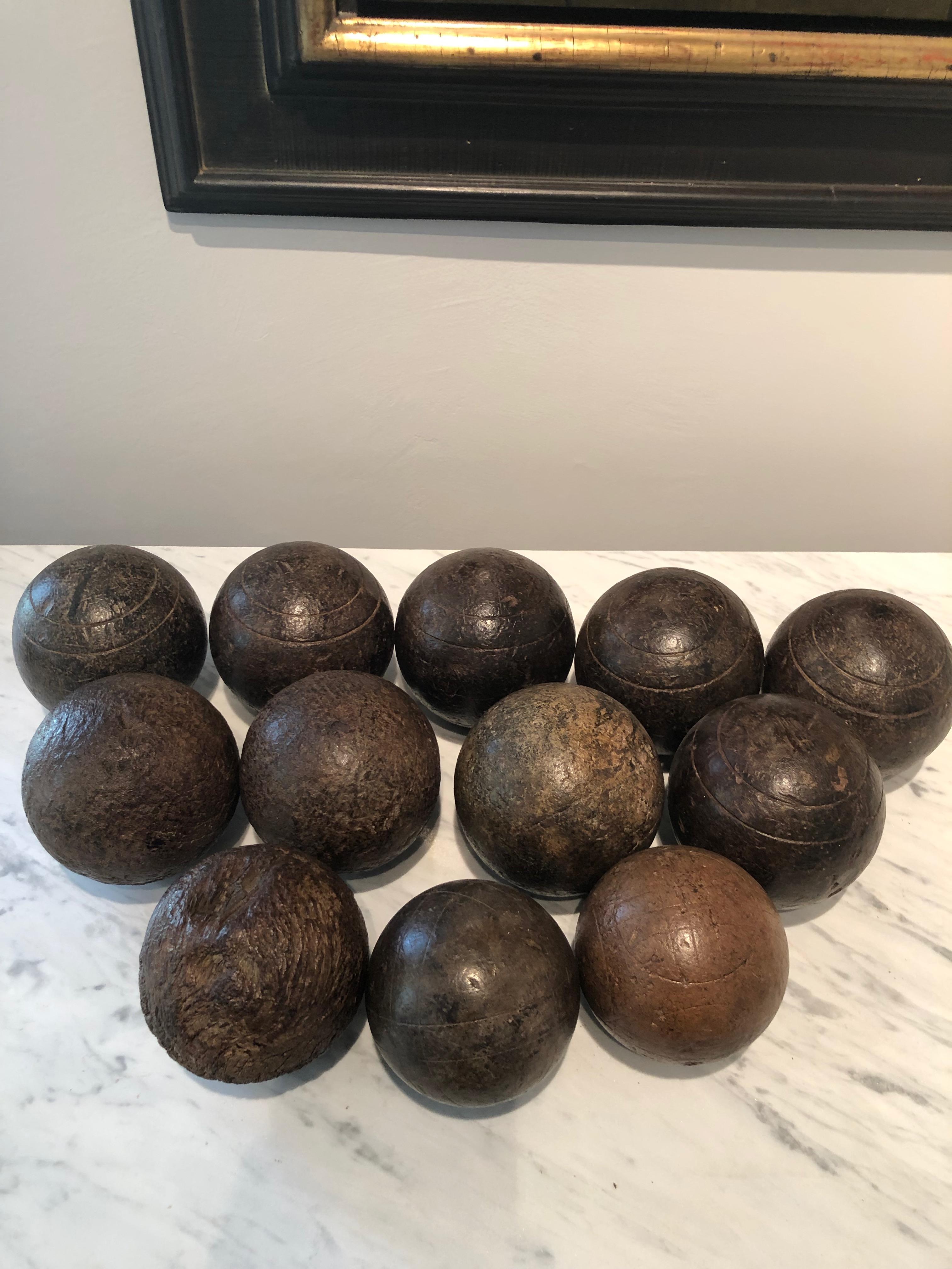 19th Century Collection of Twelve French Walnut Napoleon III Pétanque Boules