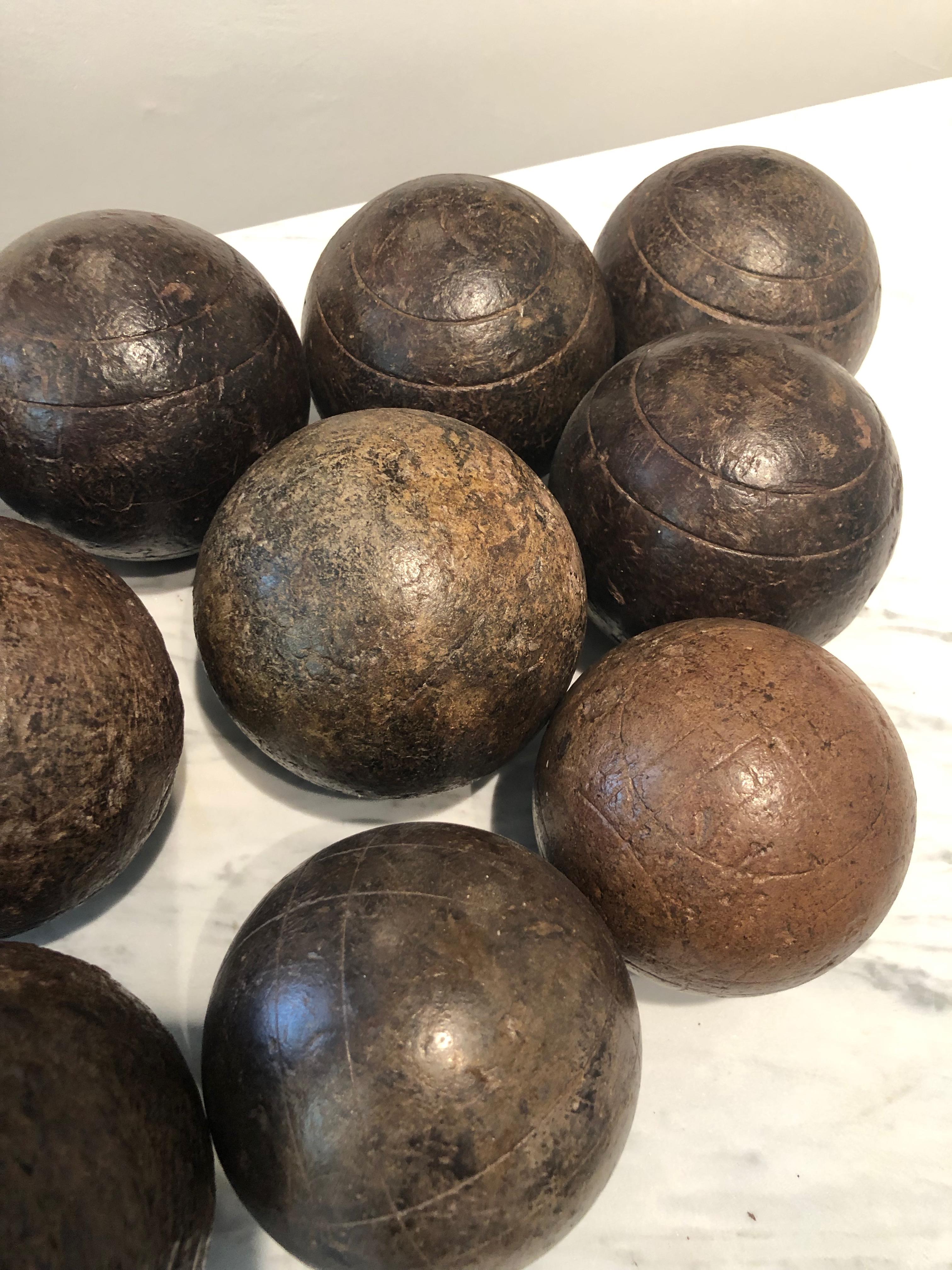 Collection of Twelve French Walnut Napoleon III Pétanque Boules 1