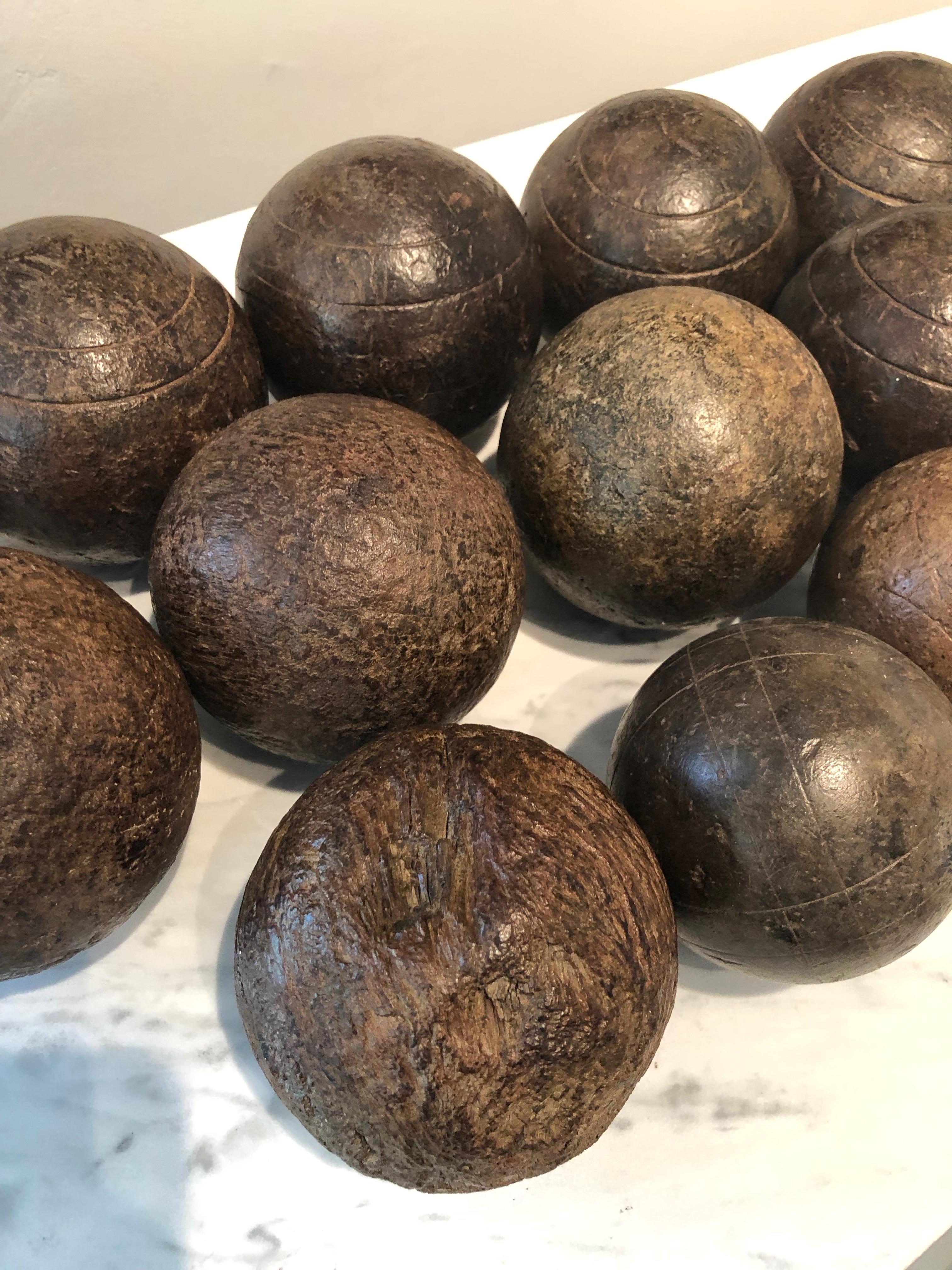 Collection of Twelve French Walnut Napoleon III Pétanque Boules 2