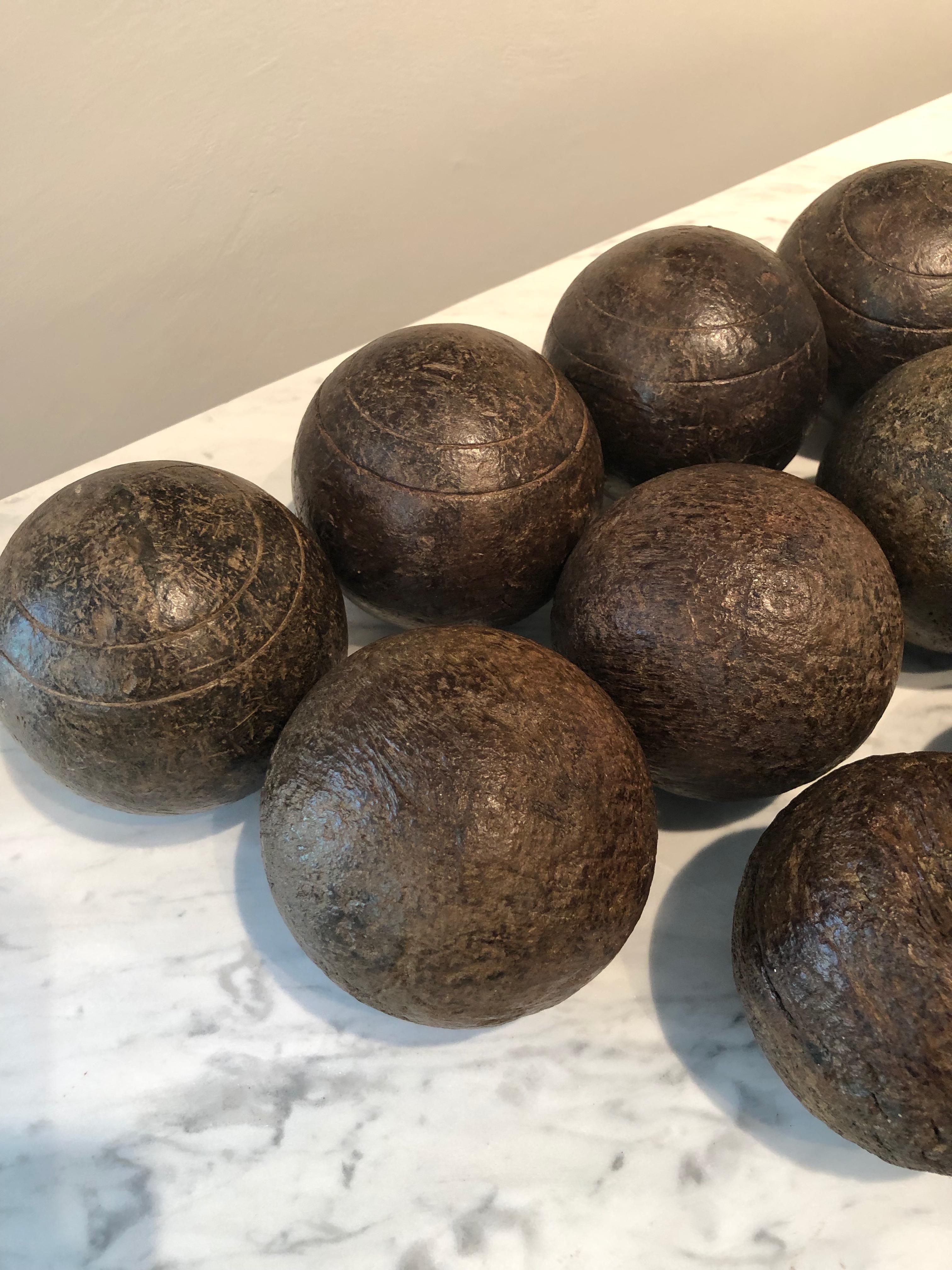 Collection of Twelve French Walnut Napoleon III Pétanque Boules 3