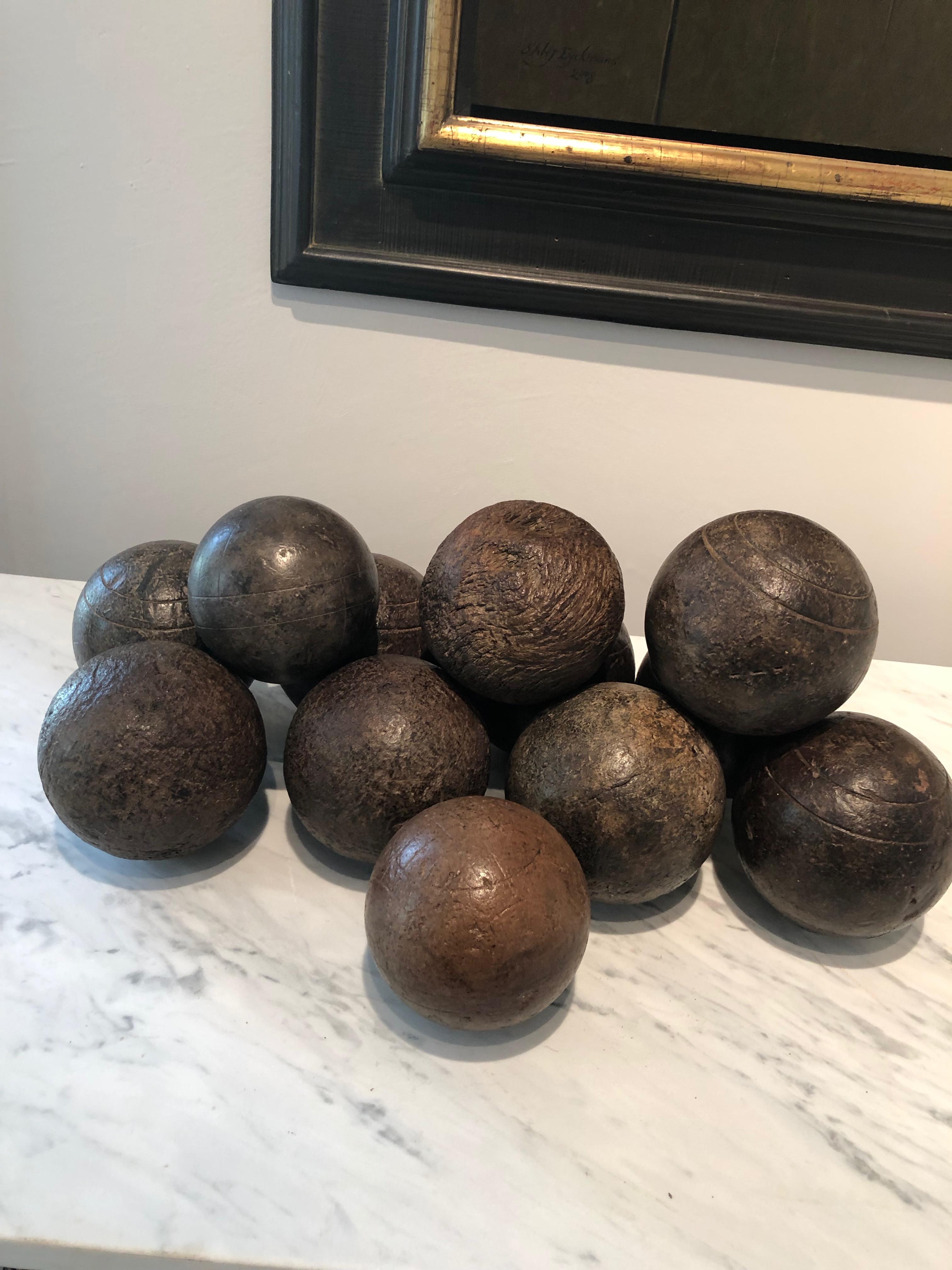 Collection of Twelve French Walnut Napoleon III Pétanque Boules 4