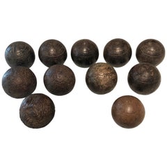 Collection of Twelve French Walnut Napoleon III Pétanque Boules
