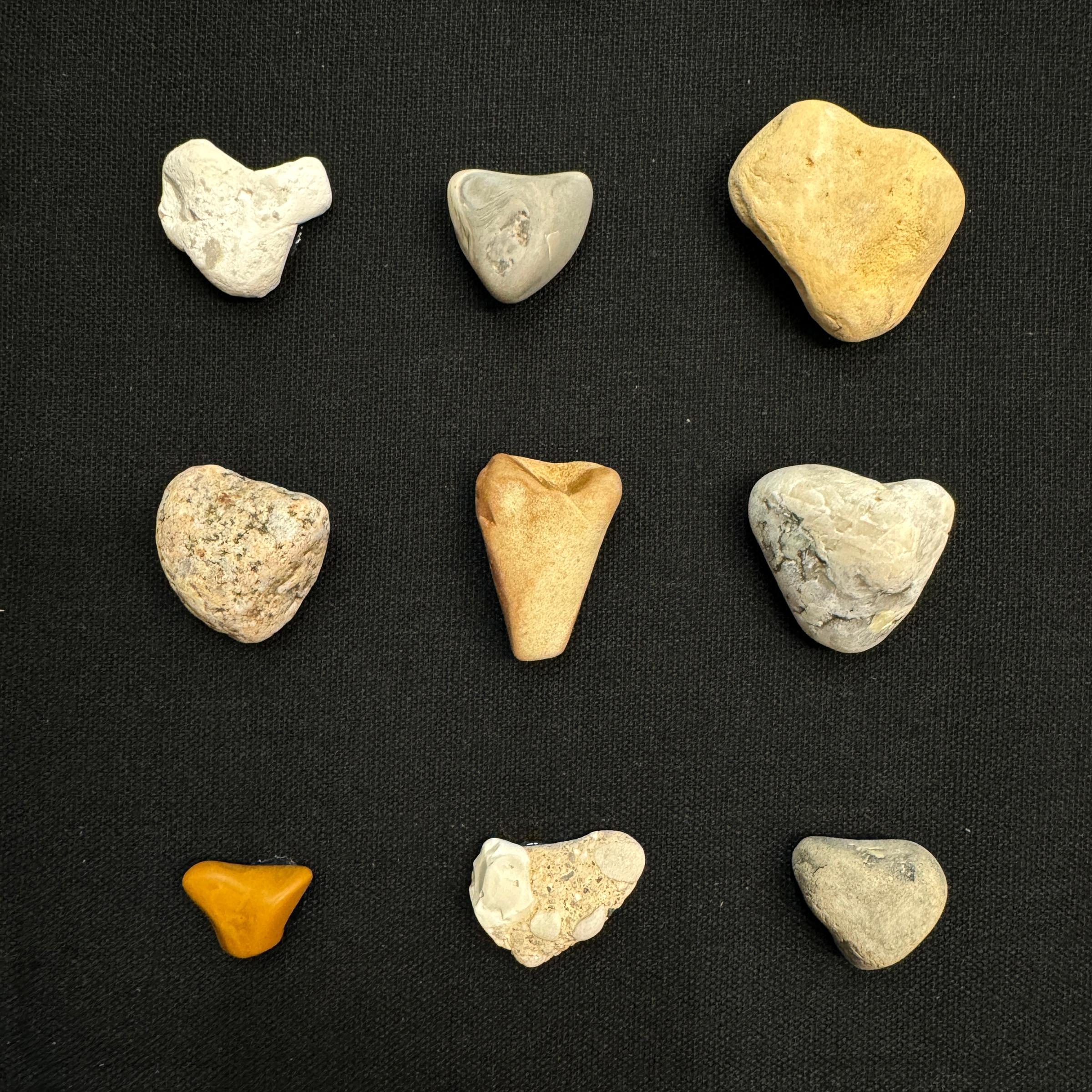 20th Century Collection of Twenty-Five Framed Heart Stones For Sale