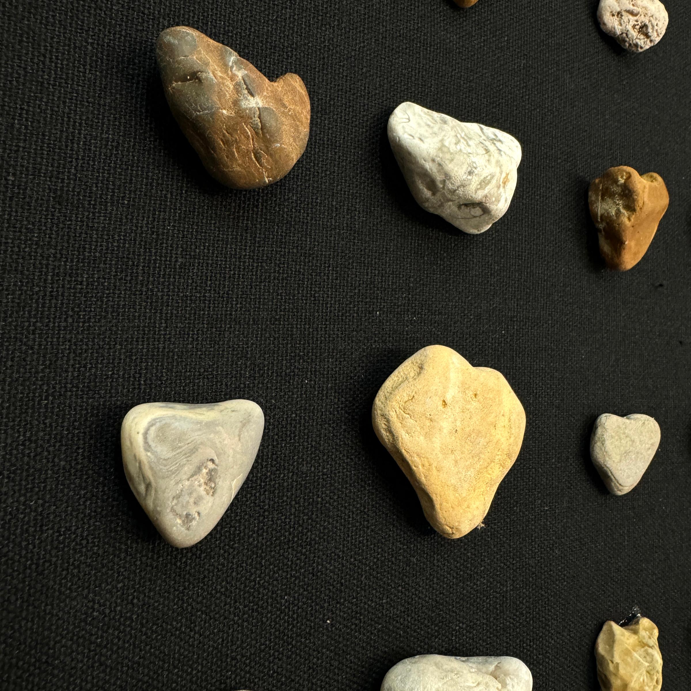 Collection of Twenty-Five Framed Heart Stones For Sale 2