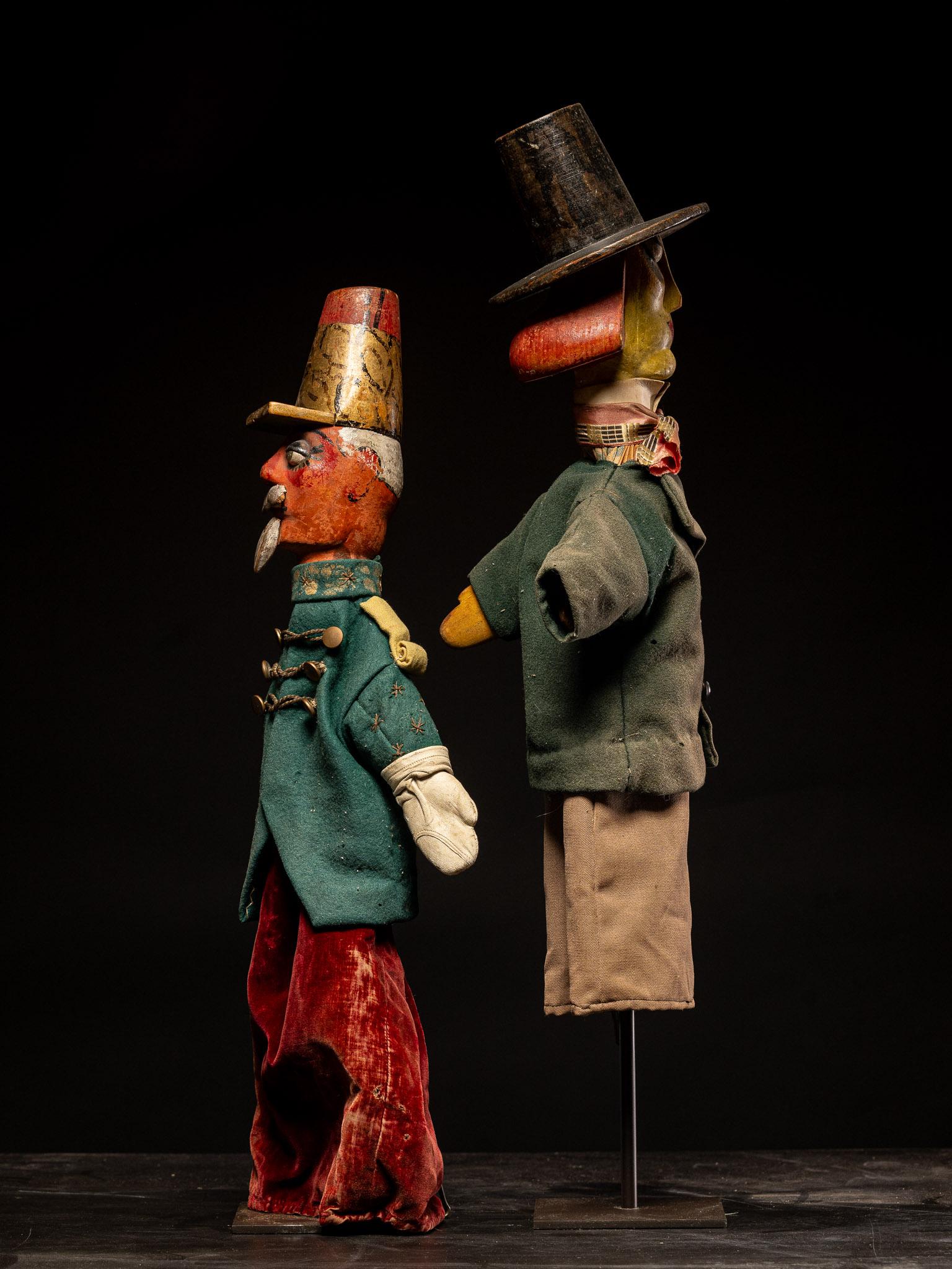 Folk Art Collection of  two 19th C French Glove Puppets in original condition.