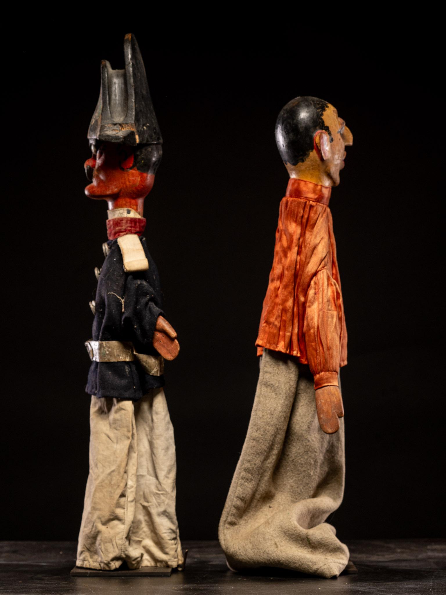 Folk Art Collection of  two 19th C French Glove Puppets in original condition.