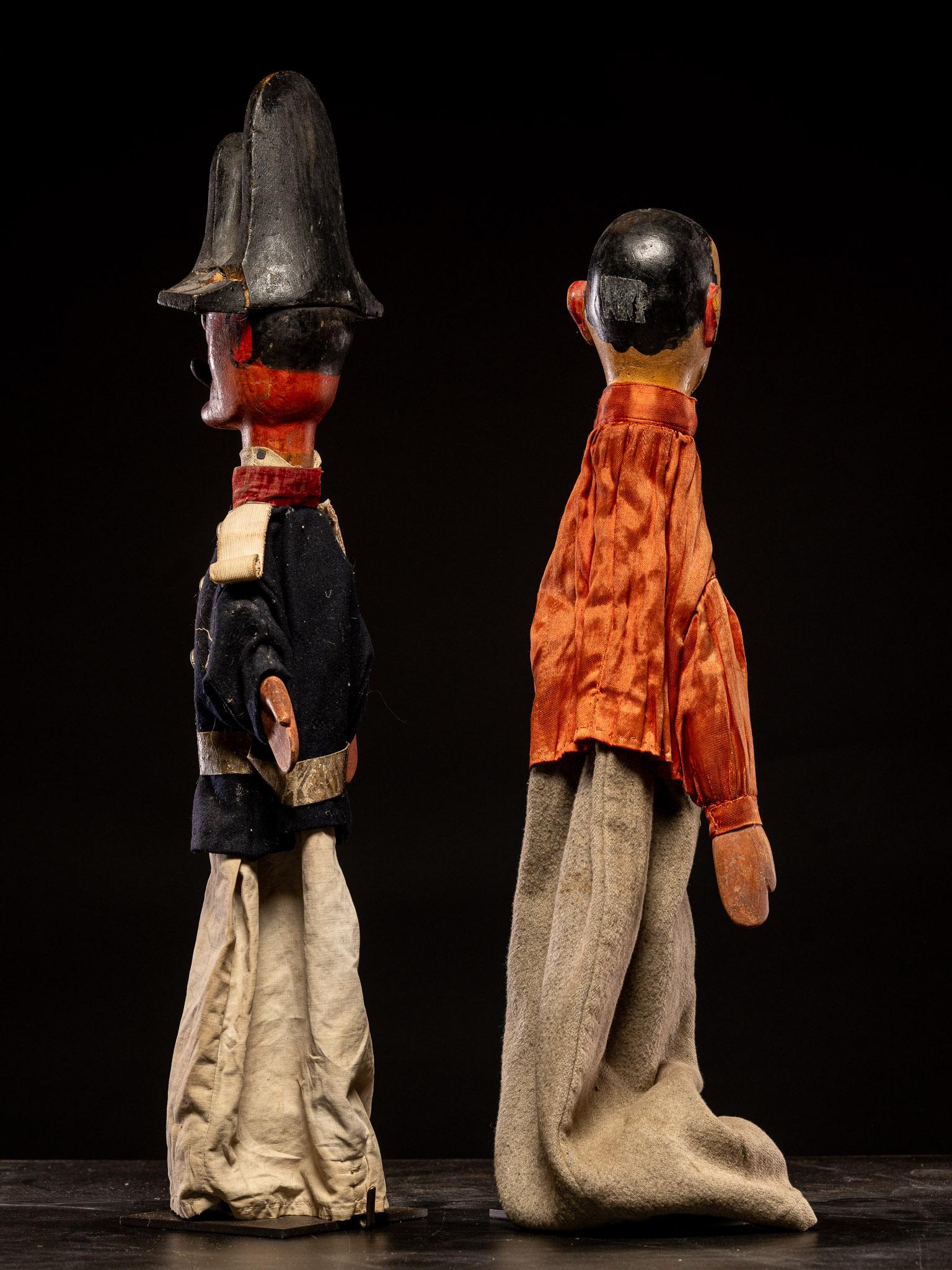 Hand-Crafted Collection of  two 19th C French Glove Puppets in original condition.
