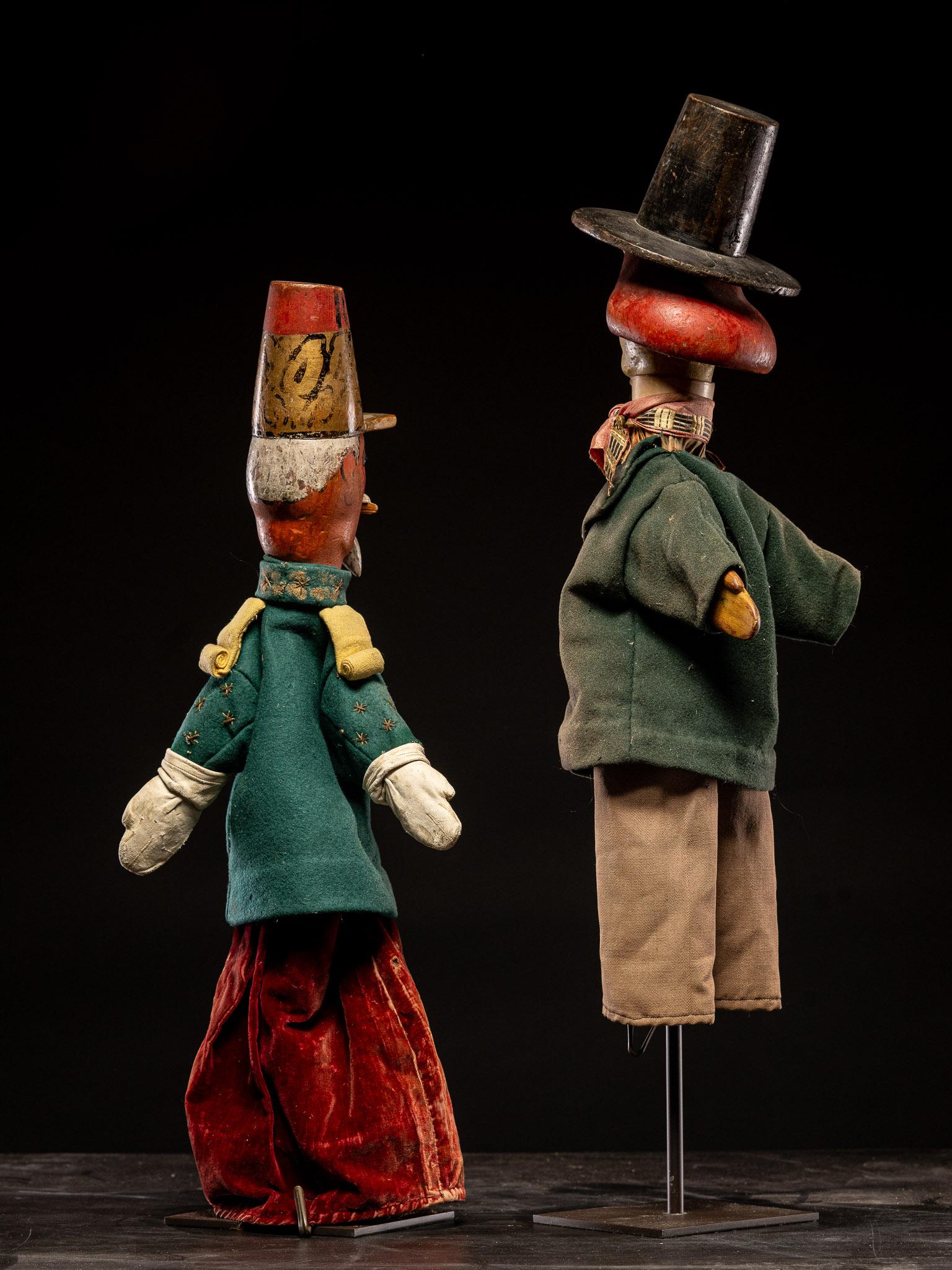 19th Century Collection of  two 19th C French Glove Puppets in original condition.