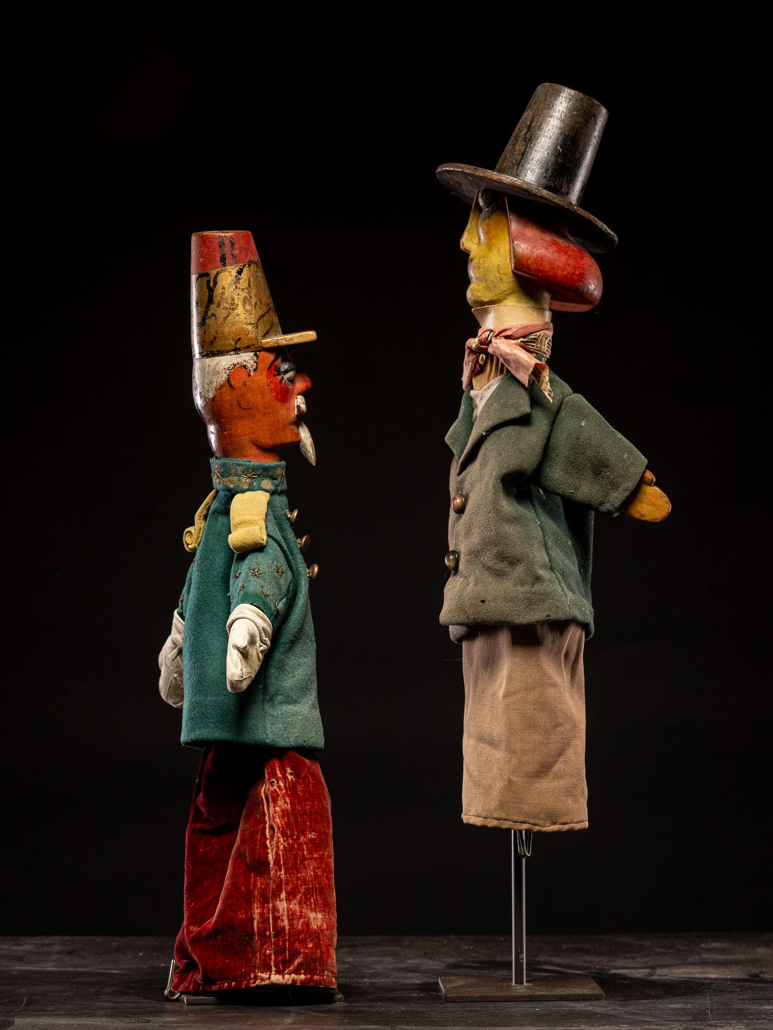 Fabric Collection of  two 19th C French Glove Puppets in original condition.