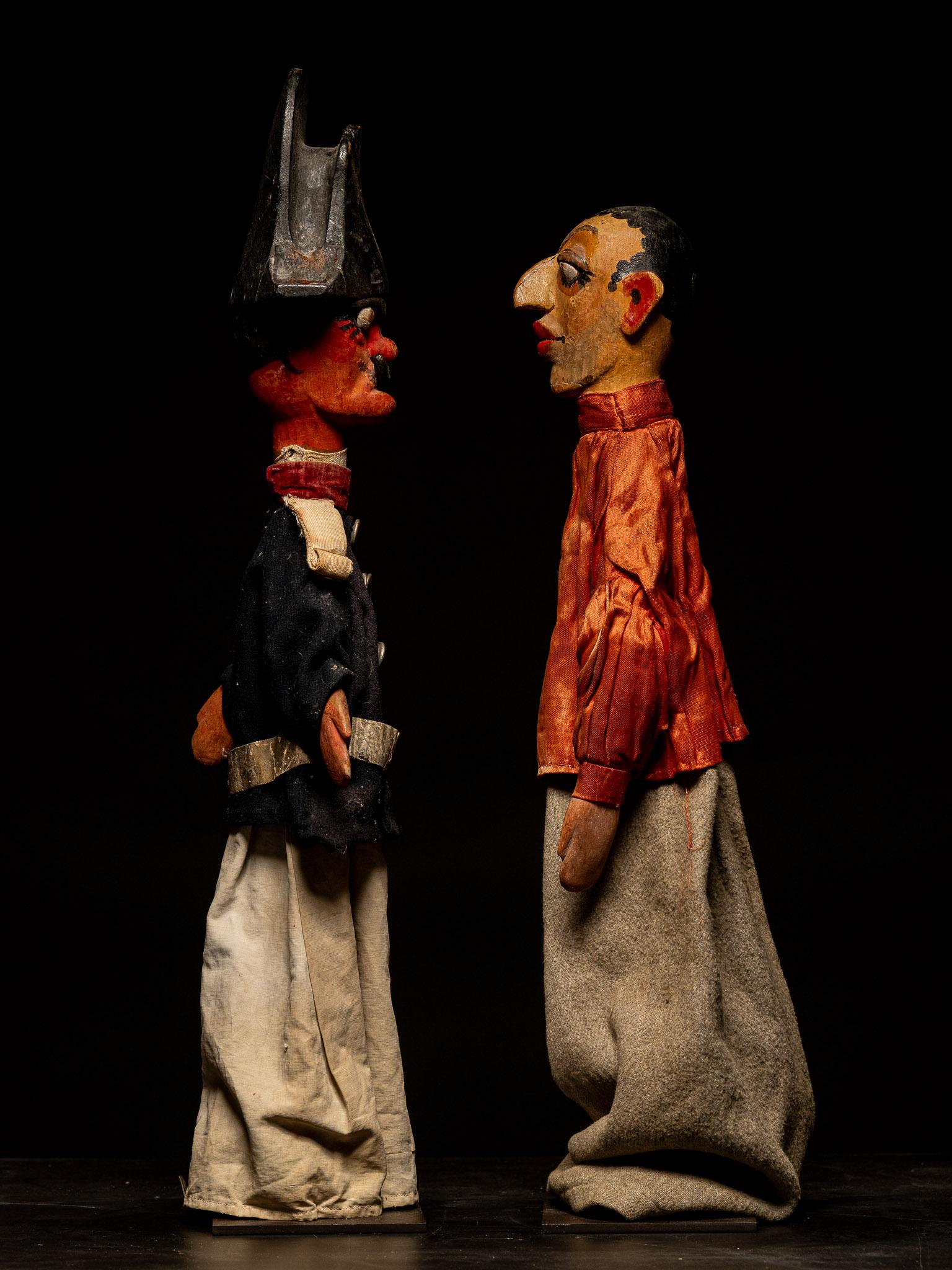 Fabric Collection of  two 19th C French Glove Puppets in original condition.