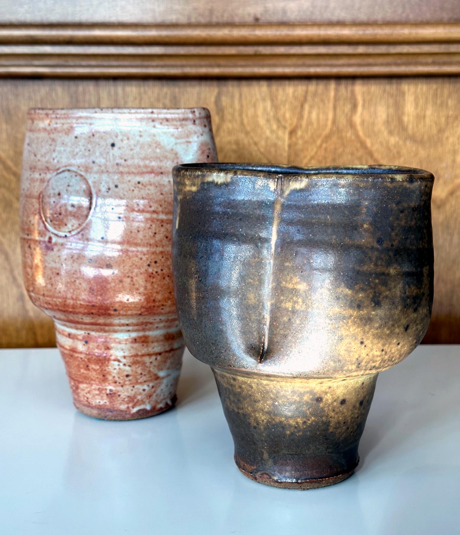 Modern Collection of Two Ceramic Glazed Vases by Warren Mackinzie For Sale