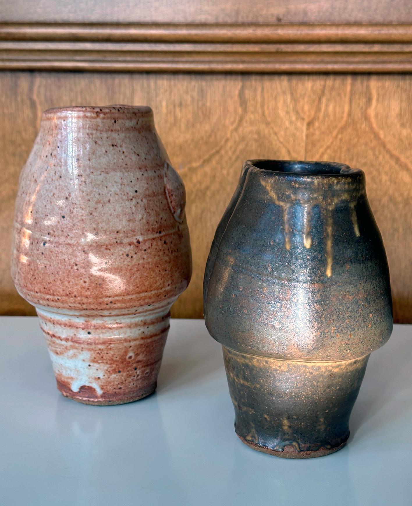 American Collection of Two Ceramic Glazed Vases by Warren Mackinzie For Sale
