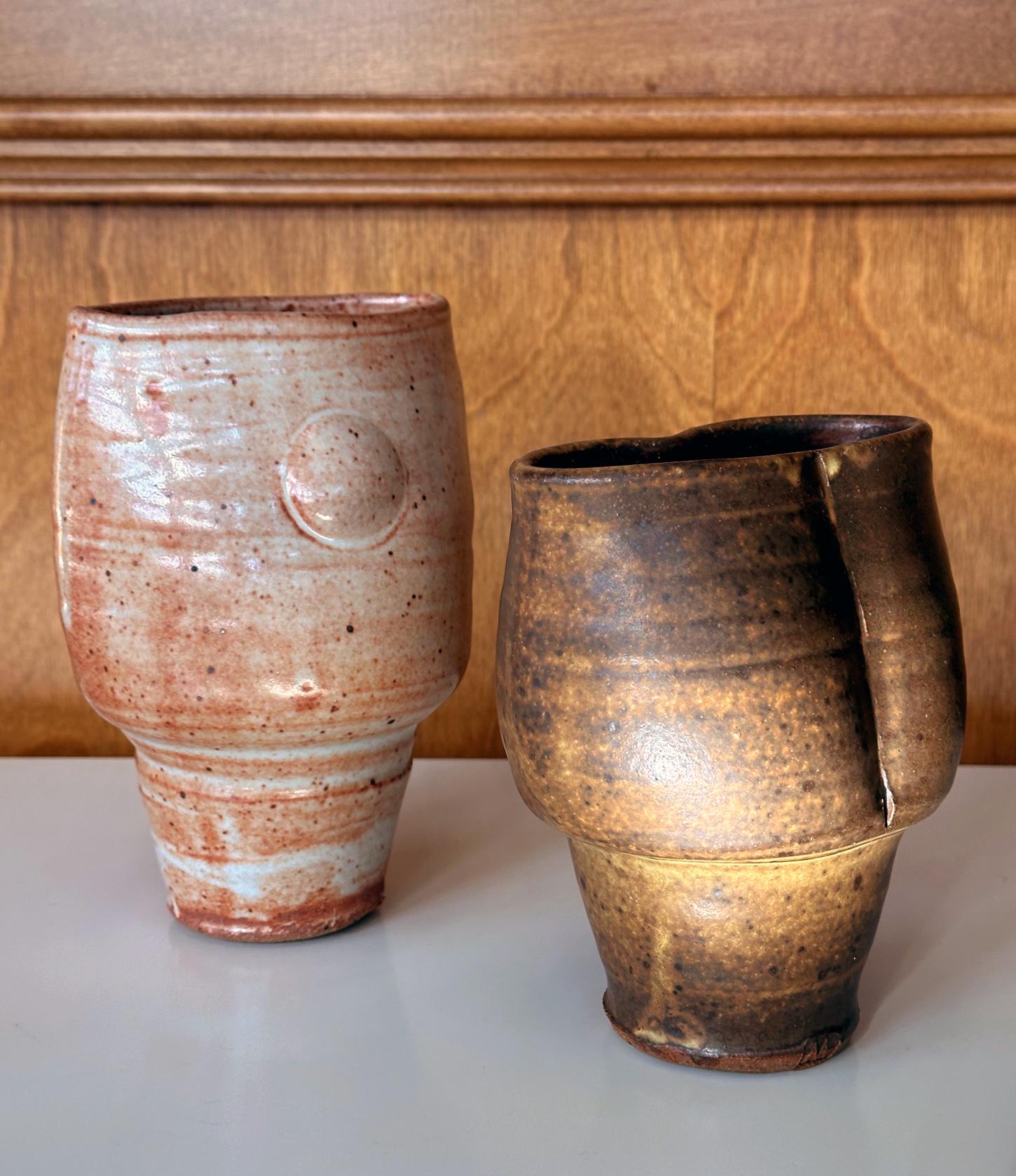 Late 20th Century Collection of Two Ceramic Glazed Vases by Warren Mackinzie For Sale