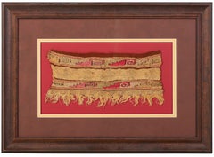 Collection of Two Framed Pre-Columbian Textile Panels Chimu Chancay Culture
