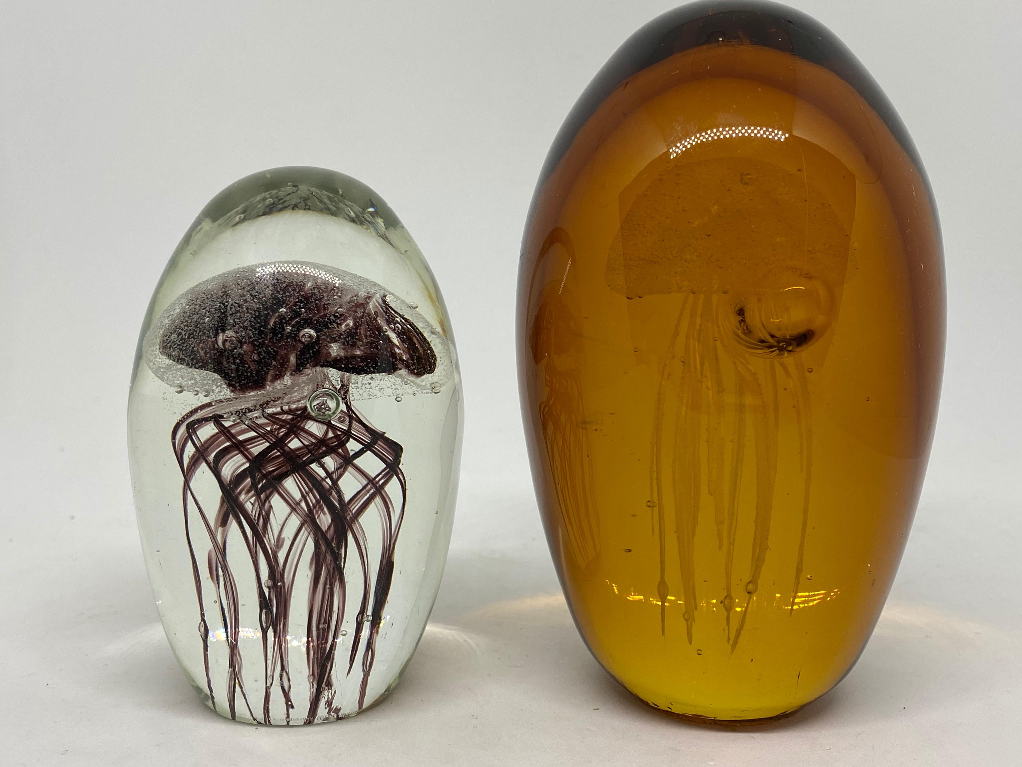 Collection of Two Jelly Fish Murano Italian Art Glass Aquarium Paperweights 2