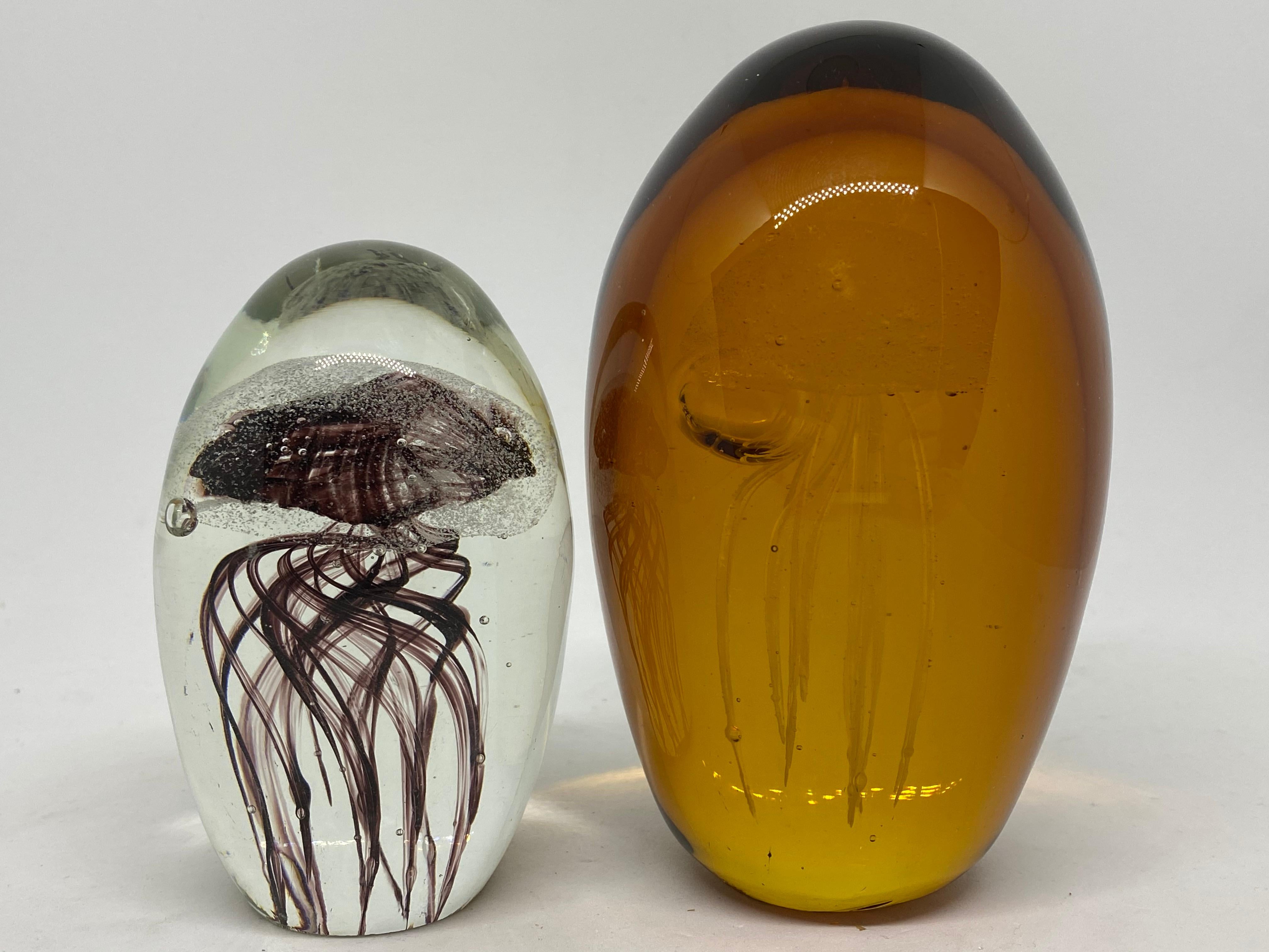 Collection of Two Jelly Fish Murano Italian Art Glass Aquarium Paperweights 3