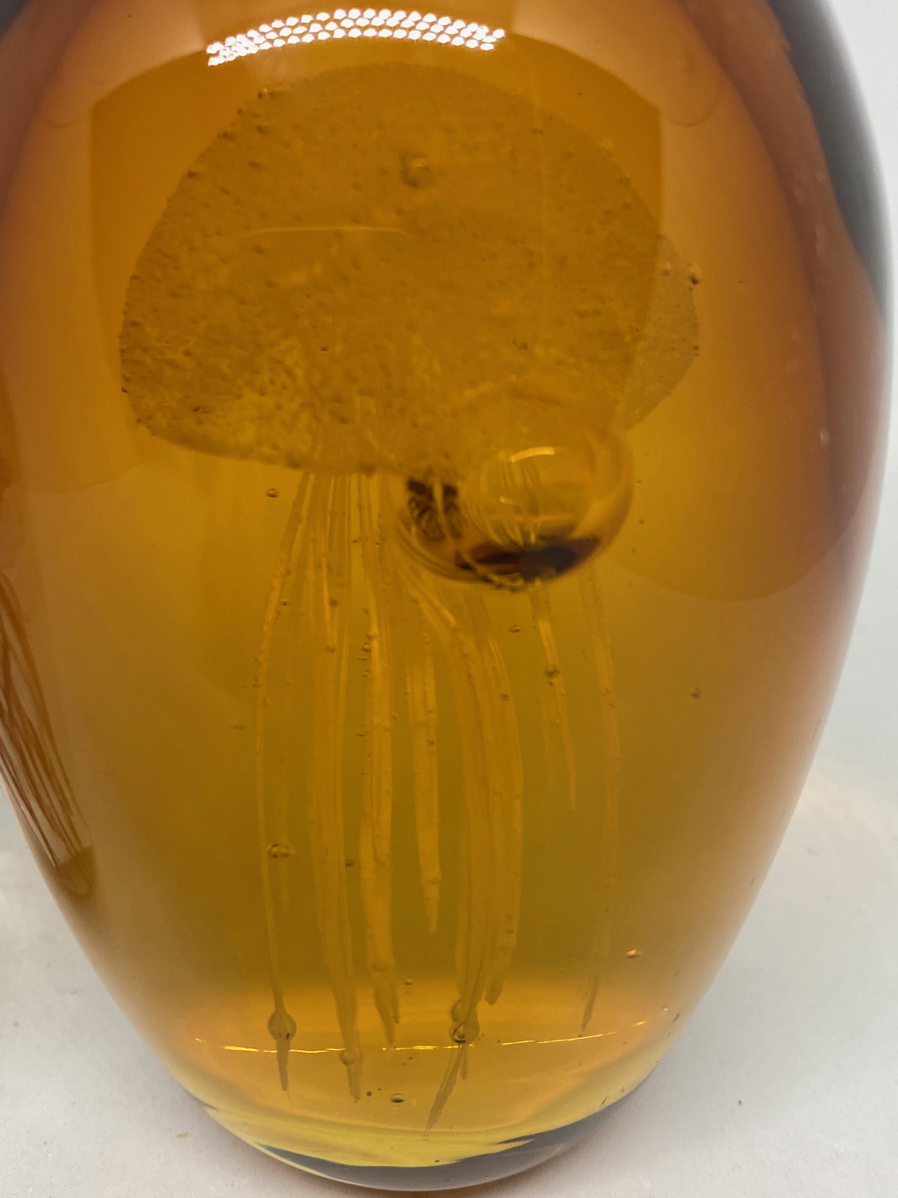 Late 20th Century Collection of Two Jelly Fish Murano Italian Art Glass Aquarium Paperweights