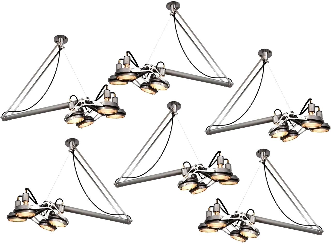 Contemporary Collection of Unique Articulating Ceiling Quad Spot Lights For Sale