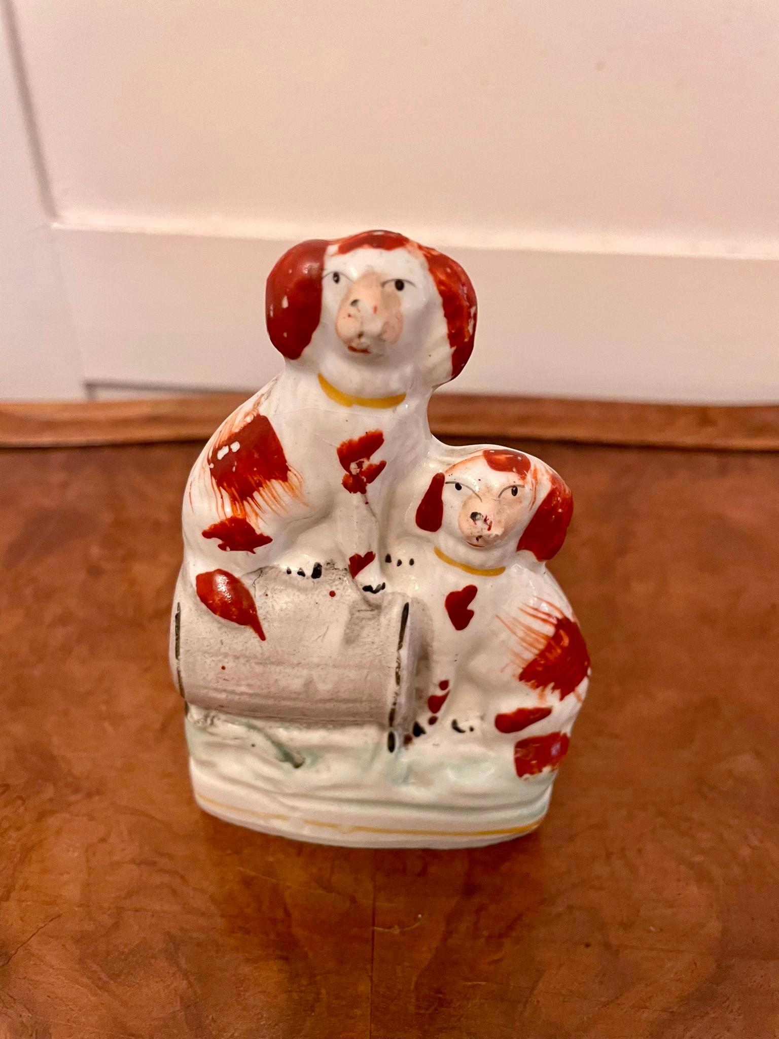 Ceramic Collection of Unusual Antique 19th Century Victorian Staffordshire Dogs Set of 5 For Sale
