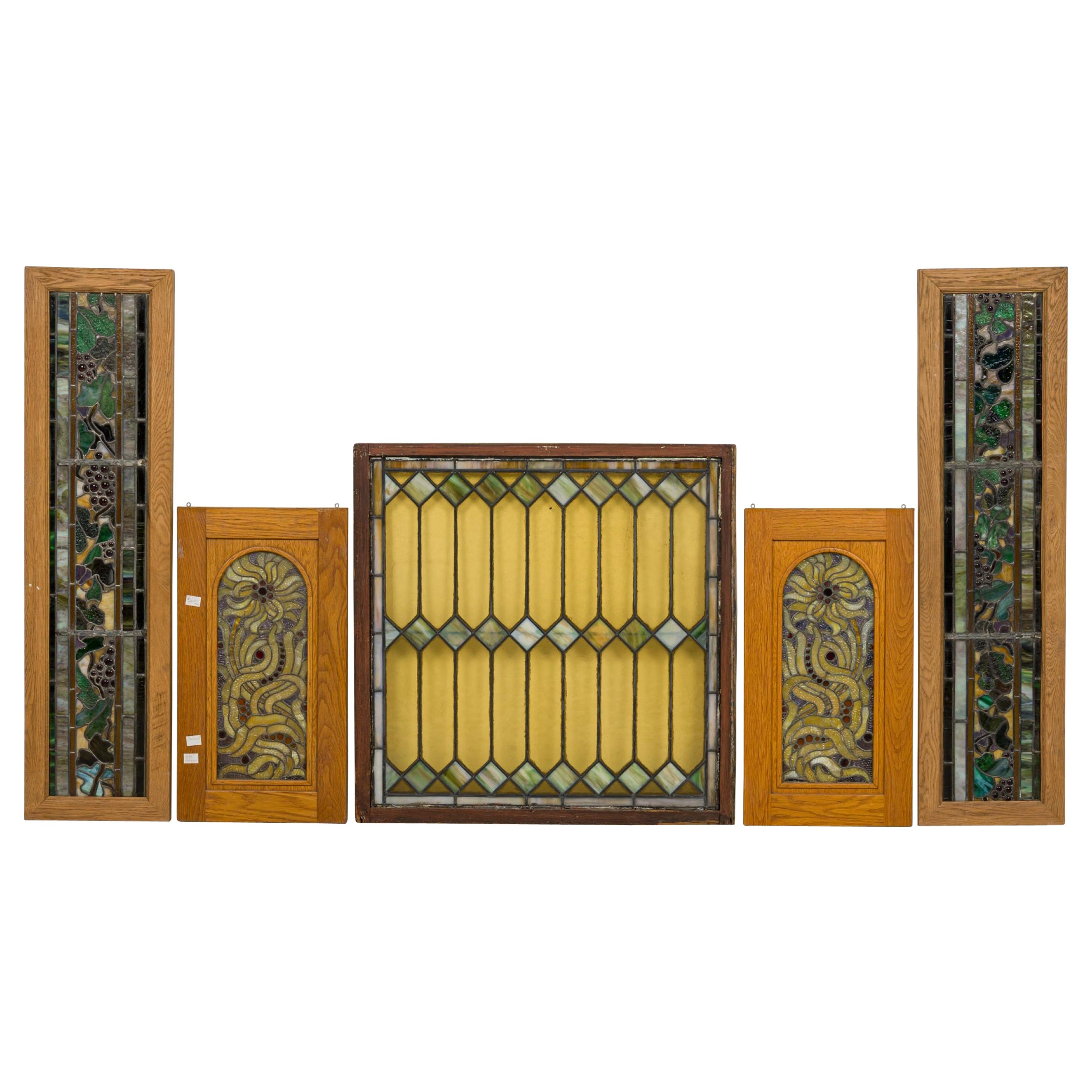 Collection of Various American Framed Stained Glass Panels For Sale
