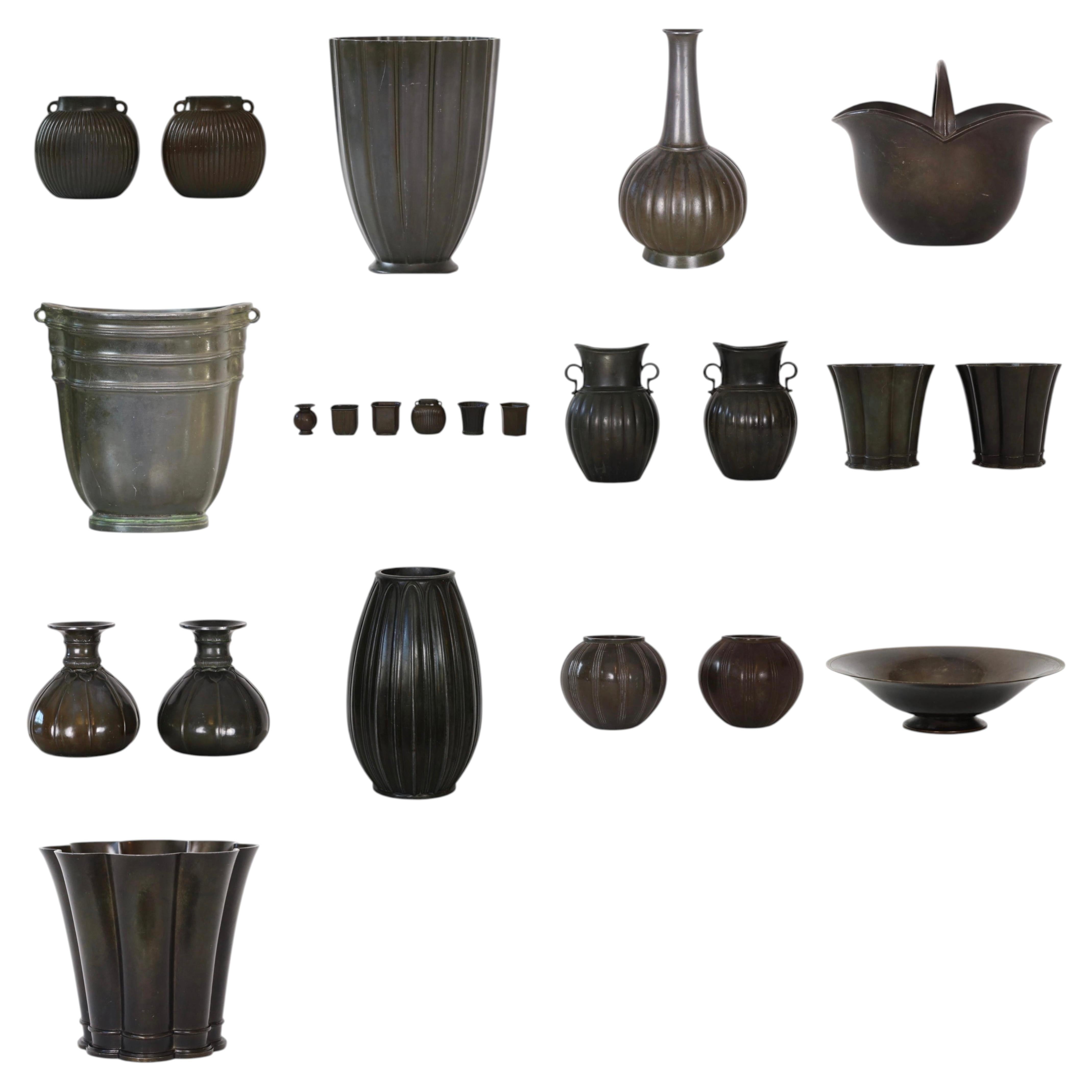 Collection of Vases and Vessels by Just Andersen, 1920s - 1940s, Denmark