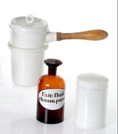 Collection of Vintage Amber Apothecary Glasses, Bottles