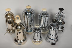 Collection of Vintage Art Deco Espresso Makers in Chrome and Nickel Plate