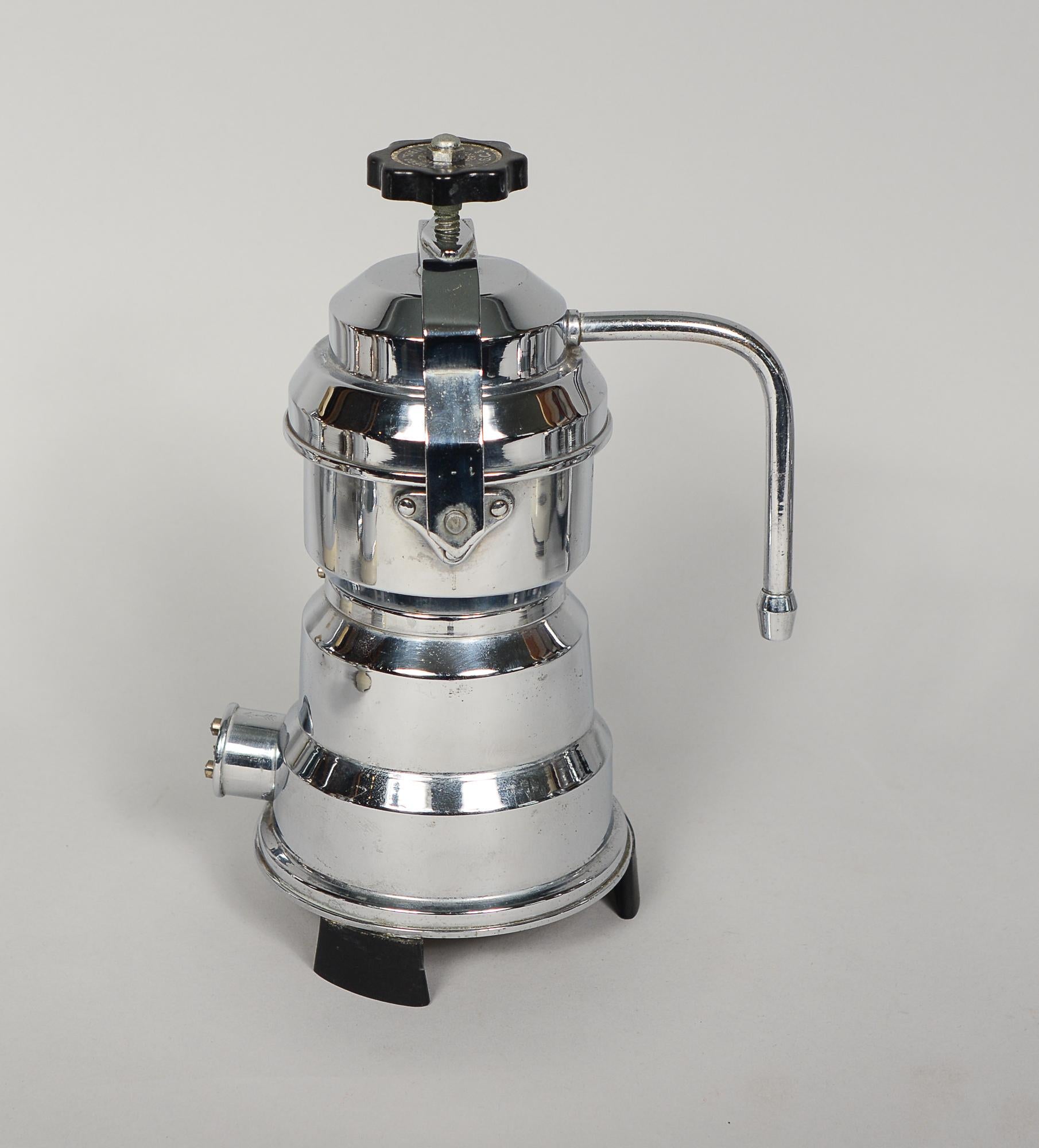 Aluminum Collection of Vintage Art Deco Espresso Makers in Chrome and Nickel Plate For Sale
