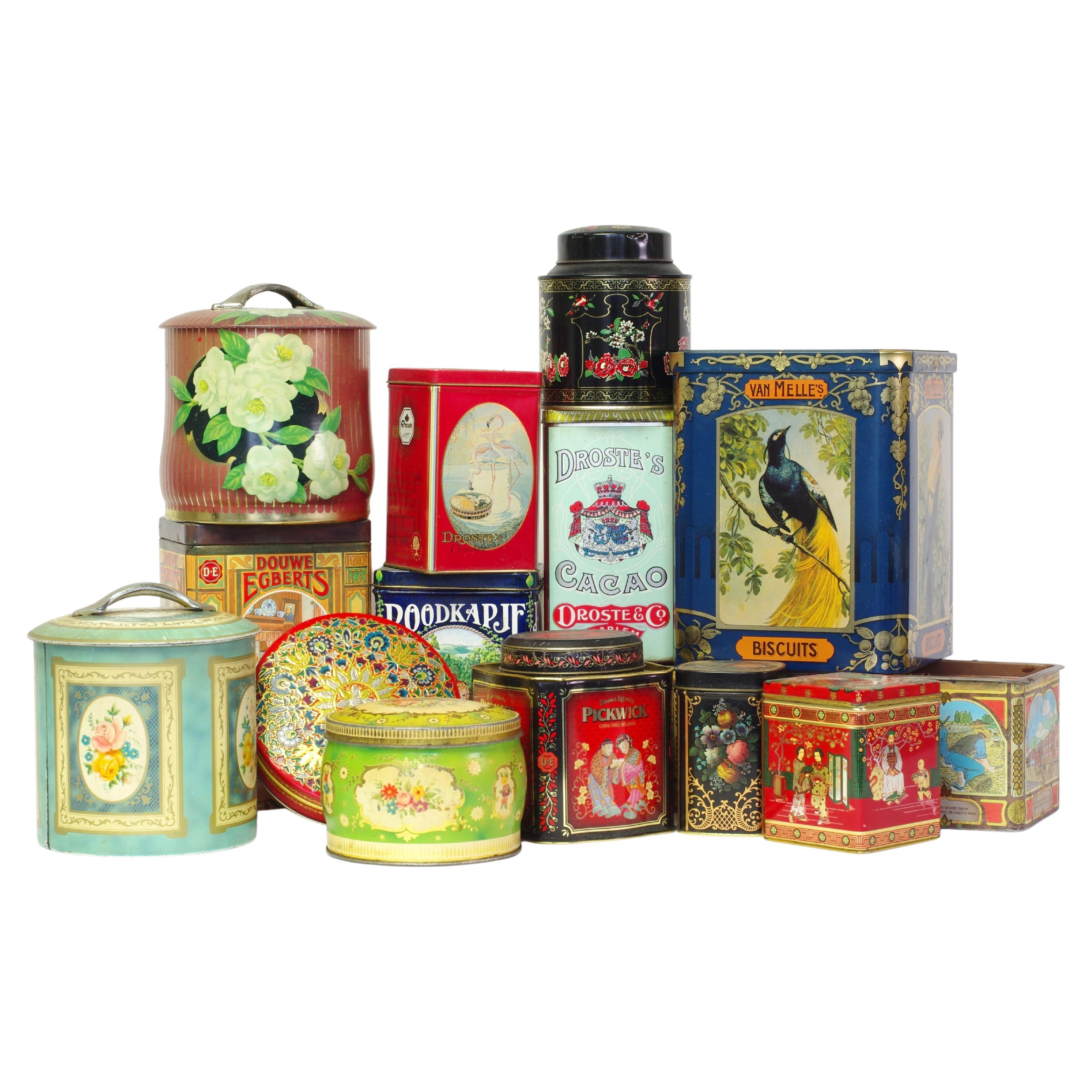 Collection of Vintage Dutch Decorative Advertising Tins, 20th century