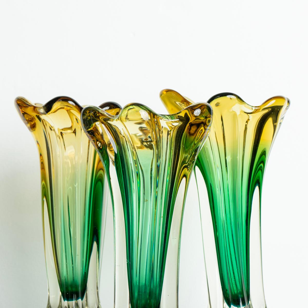 Italian Collection of Vintage Freeform Sommerso Murano Glass Vases, C. 1960s