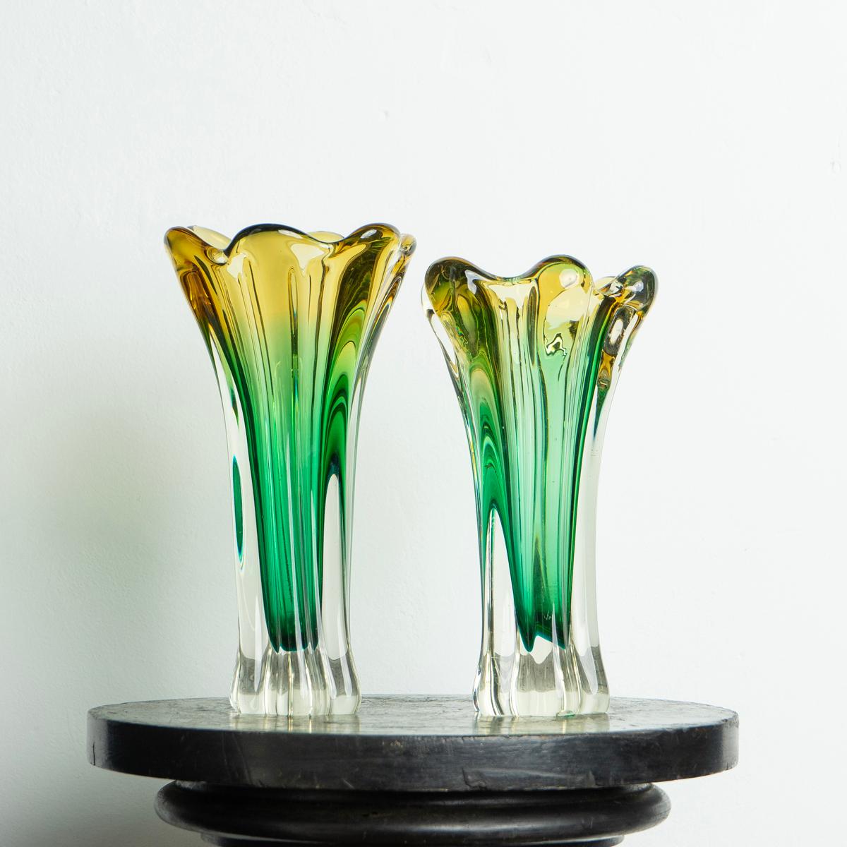 Collection of Vintage Freeform Sommerso Murano Glass Vases, C. 1960s In Good Condition In Bristol, GB