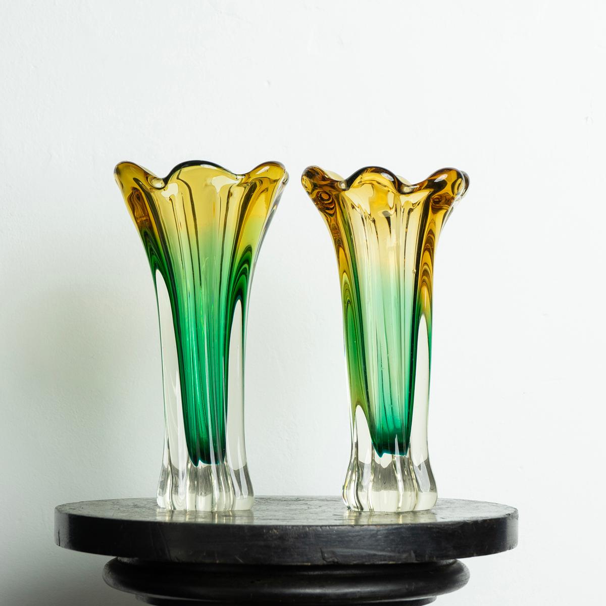 20th Century Collection of Vintage Freeform Sommerso Murano Glass Vases, C. 1960s