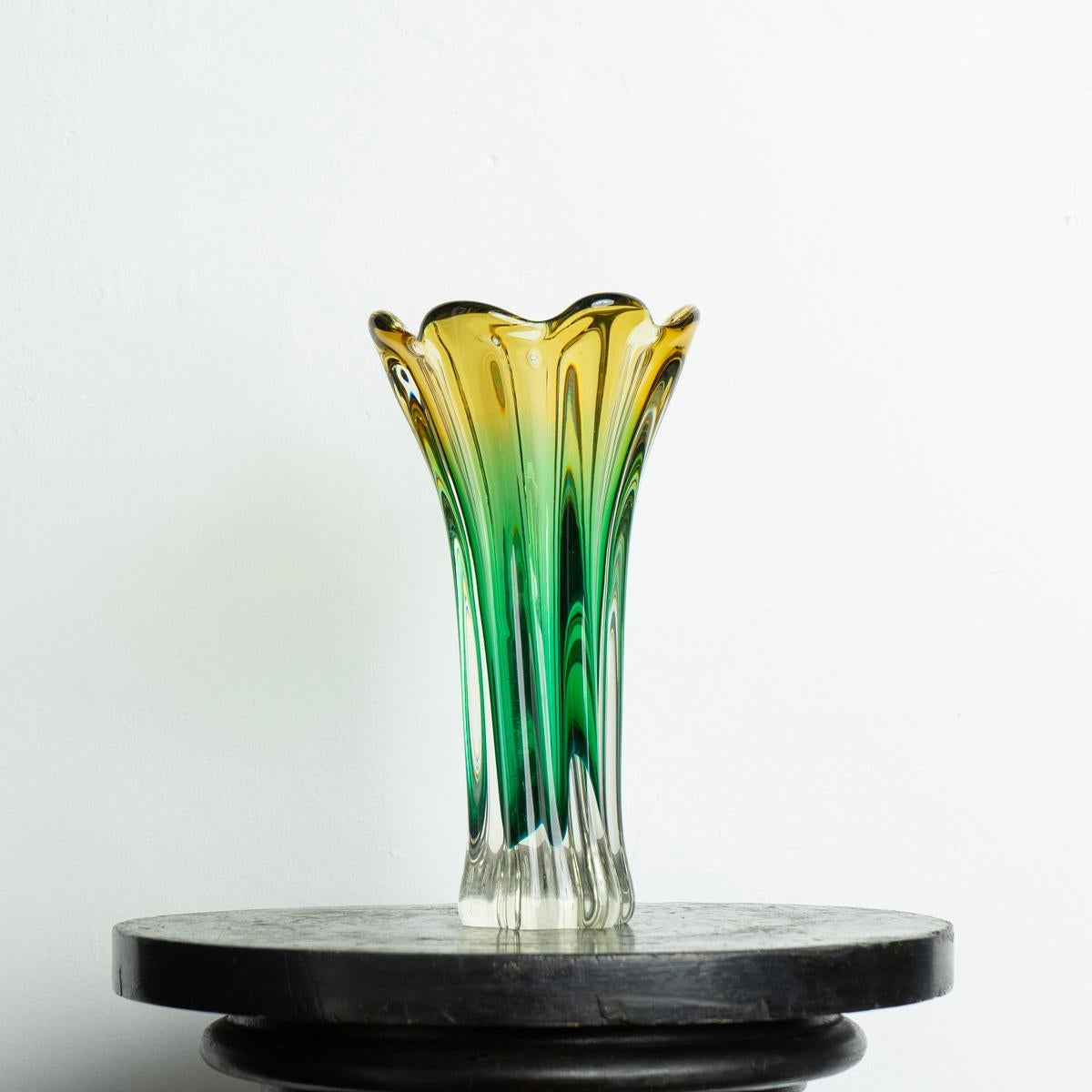 Blown Glass Collection of Vintage Freeform Sommerso Murano Glass Vases, C. 1960s