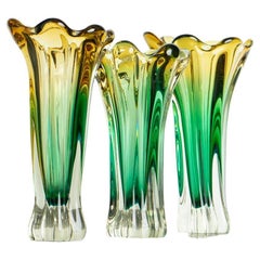 Collection of Vintage Freeform Sommerso Murano Glass Vases, C. 1960s