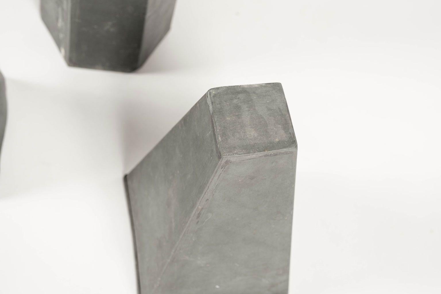 Collection of Vintage Geometric Forms in Zinc For Sale 5