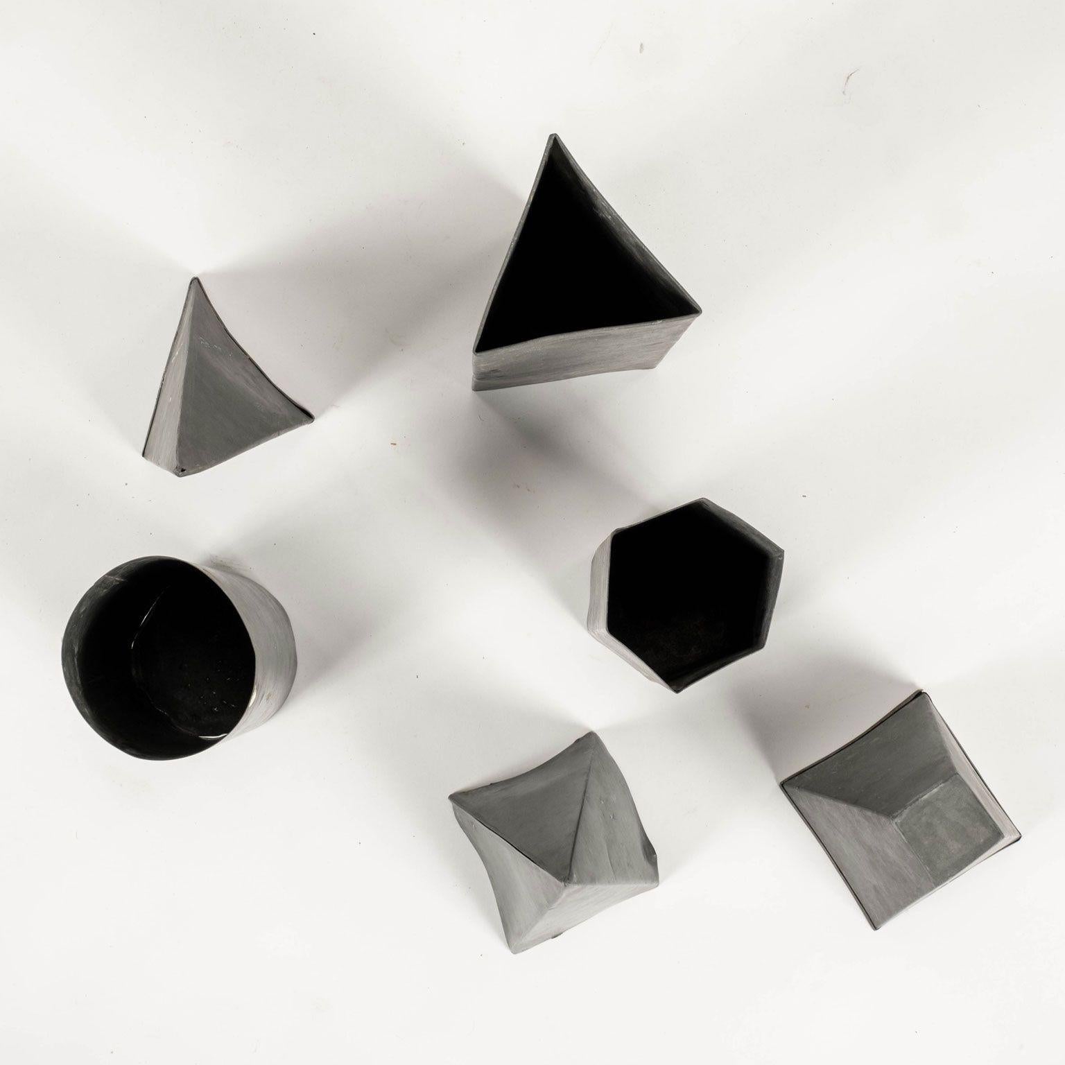 Modern Collection of Vintage Geometric Forms in Zinc For Sale