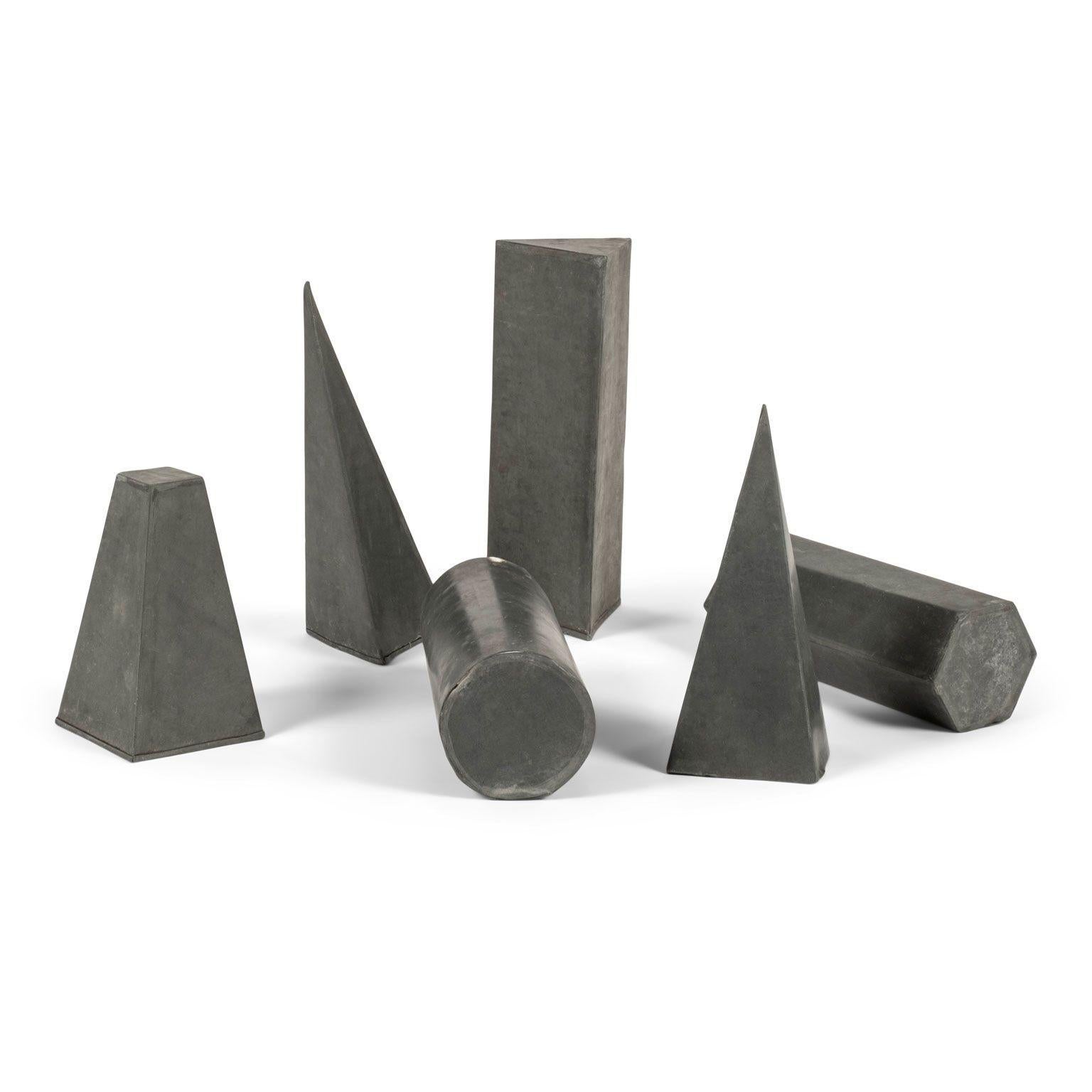 French Collection of Vintage Geometric Forms in Zinc For Sale