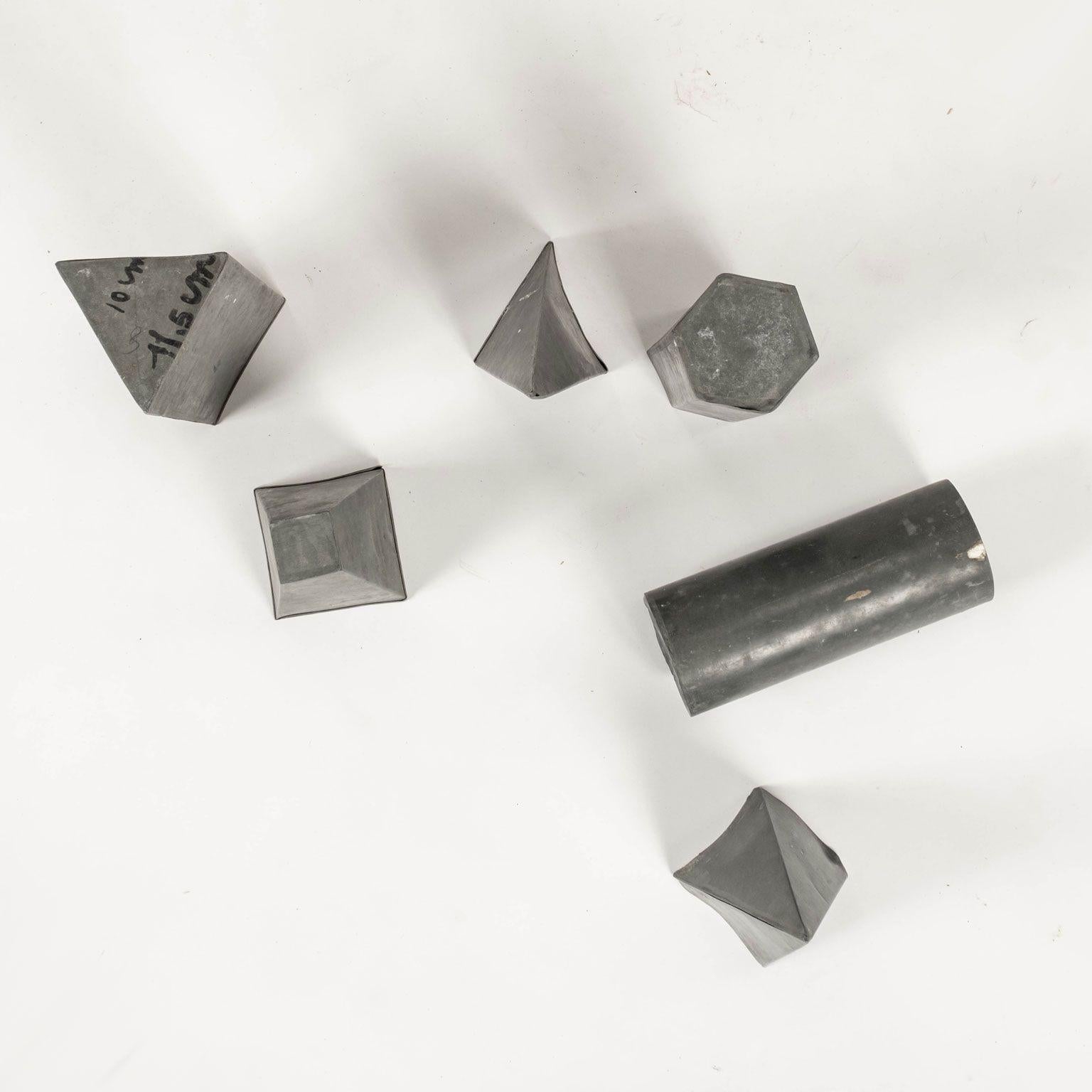Collection of Vintage Geometric Forms in Zinc For Sale 2