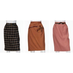 Collection of Vintage Hermes and Gucci Designer Skirts, France & Italy, 1980s