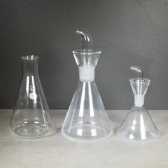 Colección de decantadores vintage de vidrio de laboratorio