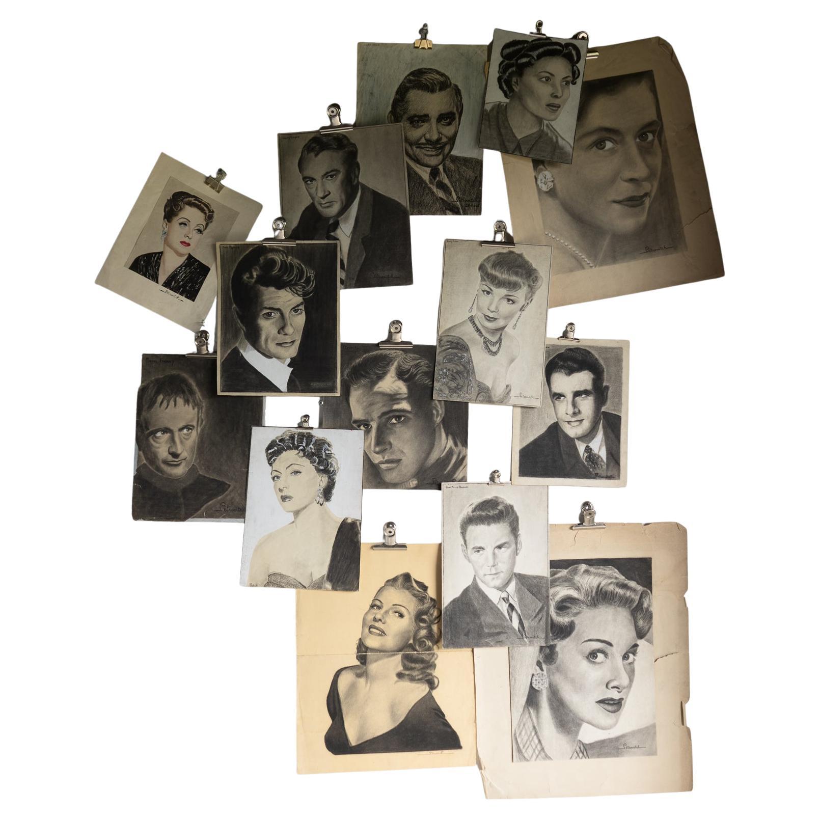 Collection Vintage de portraits originaux de stars du cinéma français et hollywoodien des années 1950