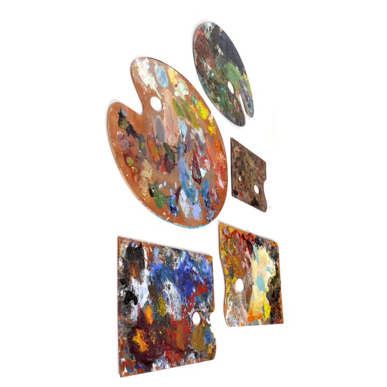 Collection of Vintage Painter's Palettes, Wall Sculpture For Sale at