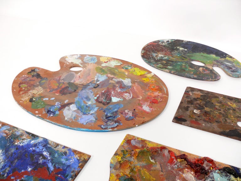 Collection of Vintage Painter's Palettes, Wall Sculpture For Sale at