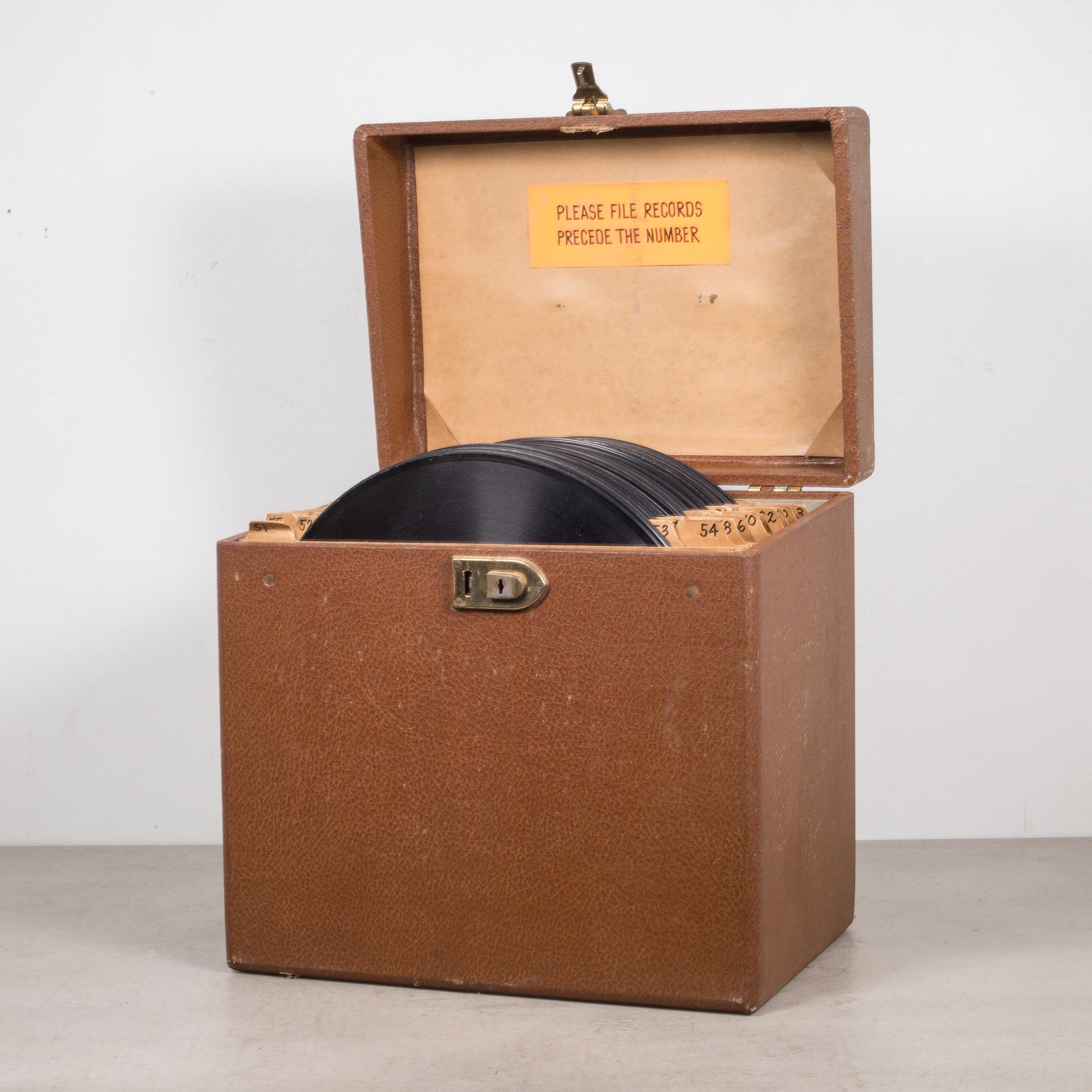 About:

A collection of vintage records in the original travel case. Record labels include Decca, RCA Victor, Columbia, Essex Records and Capitol Records of various artists such as Eddie Fisher, Benny Goodman and his Orchestra, Rosemary Clooney,