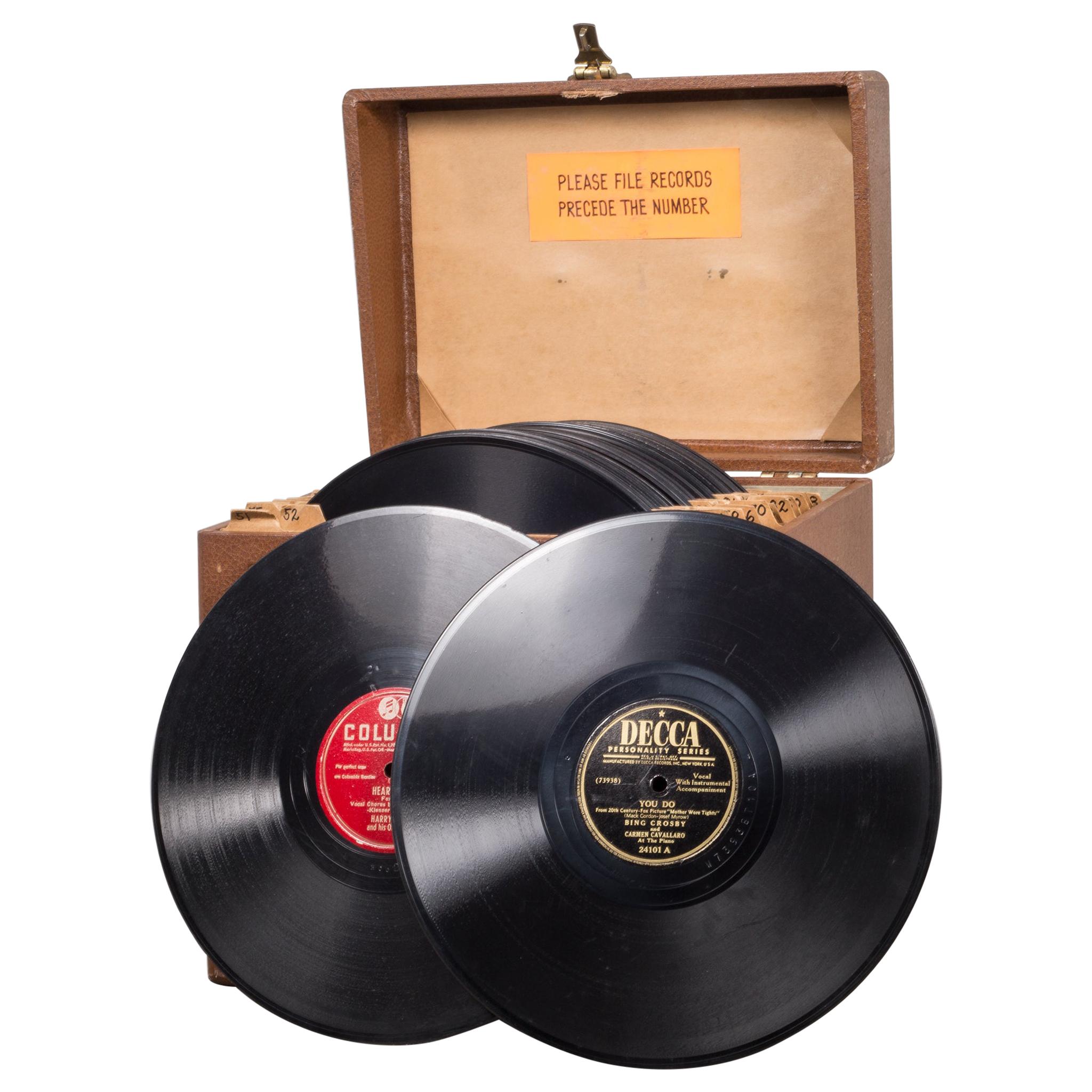 Collection of Vintage Records in Case circa 1940-1950 